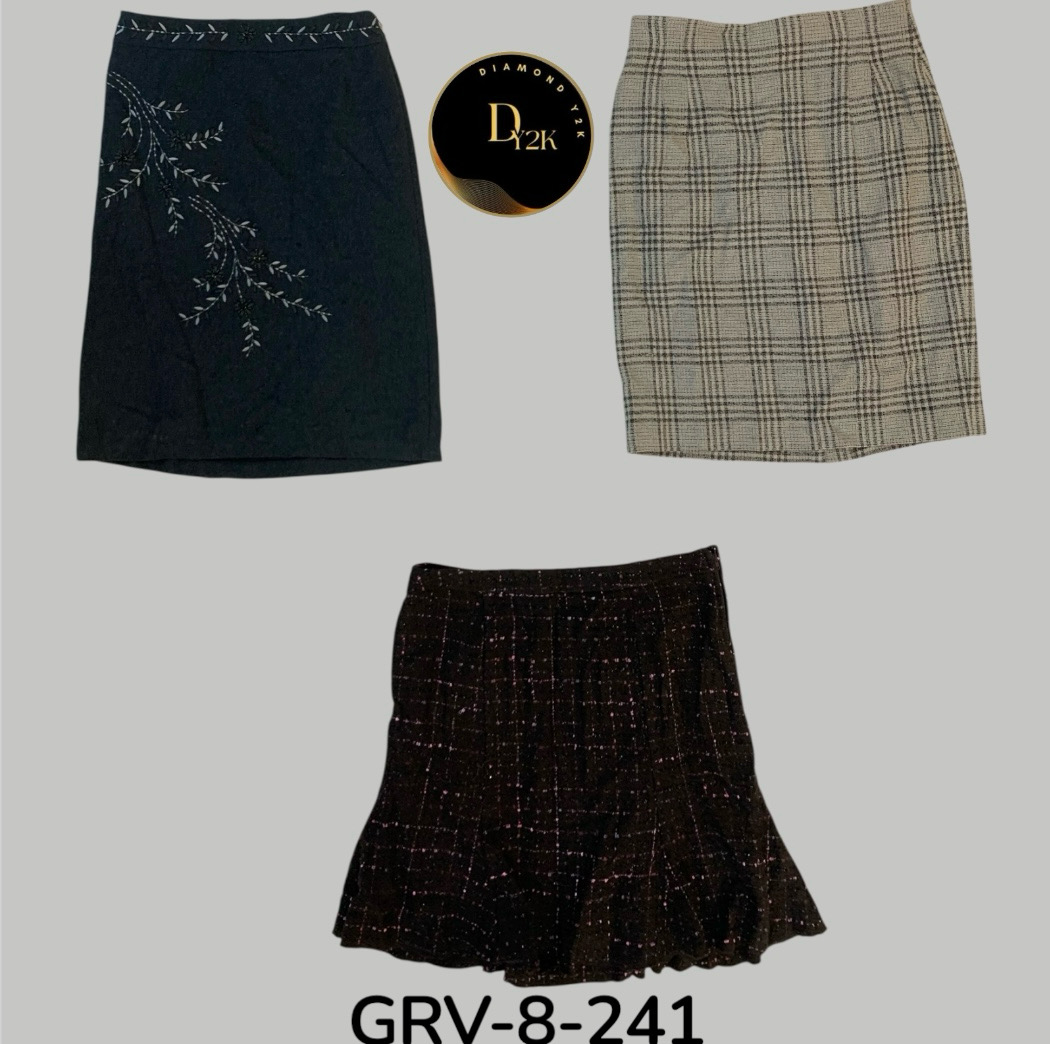 Y2Kウールスカート | 90年代 2000年代 ヴィンテージ 美学 ファッション (GRV-8-241)