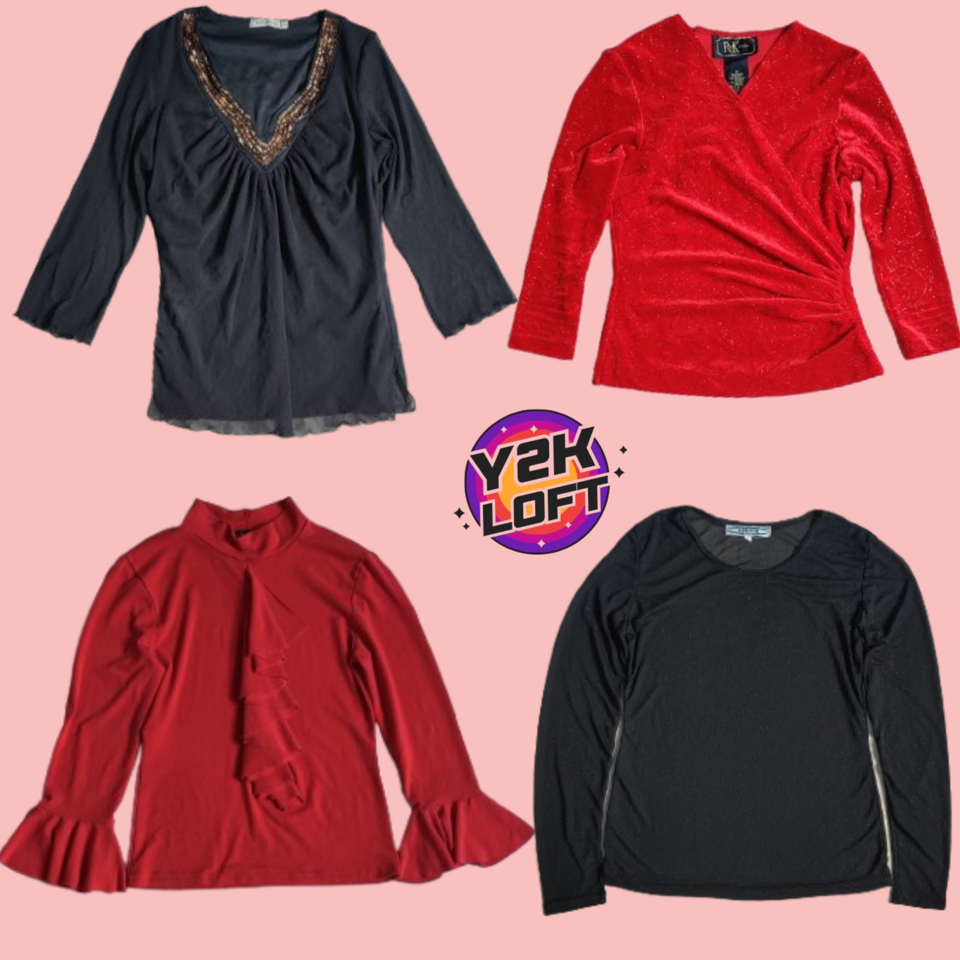 Camisetas de Manga Longa em Malha Soft Grunge Y2K