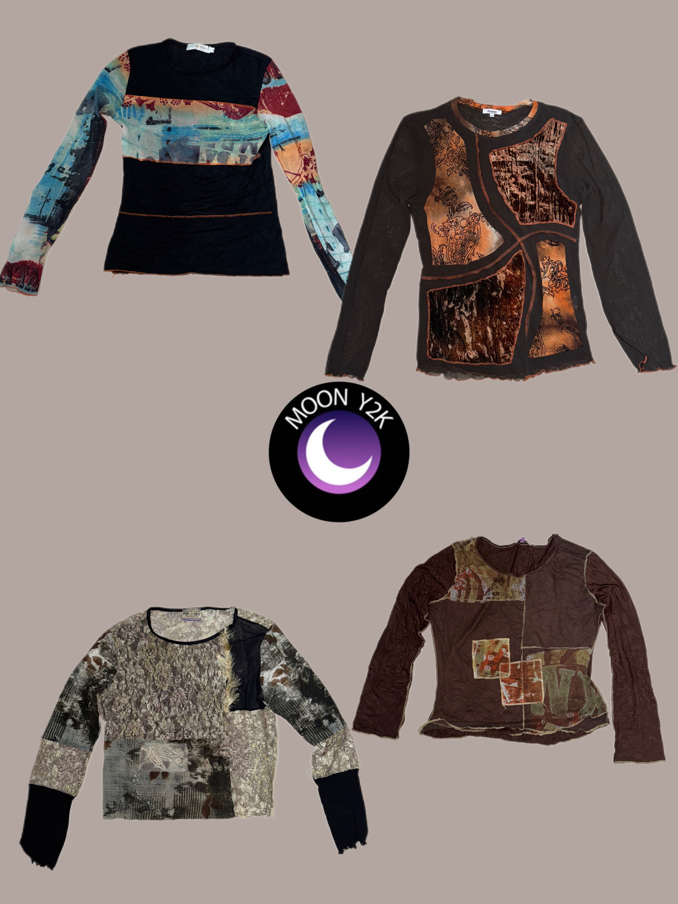 Y2K Graphic Full sleeve mesh tops (M-549)