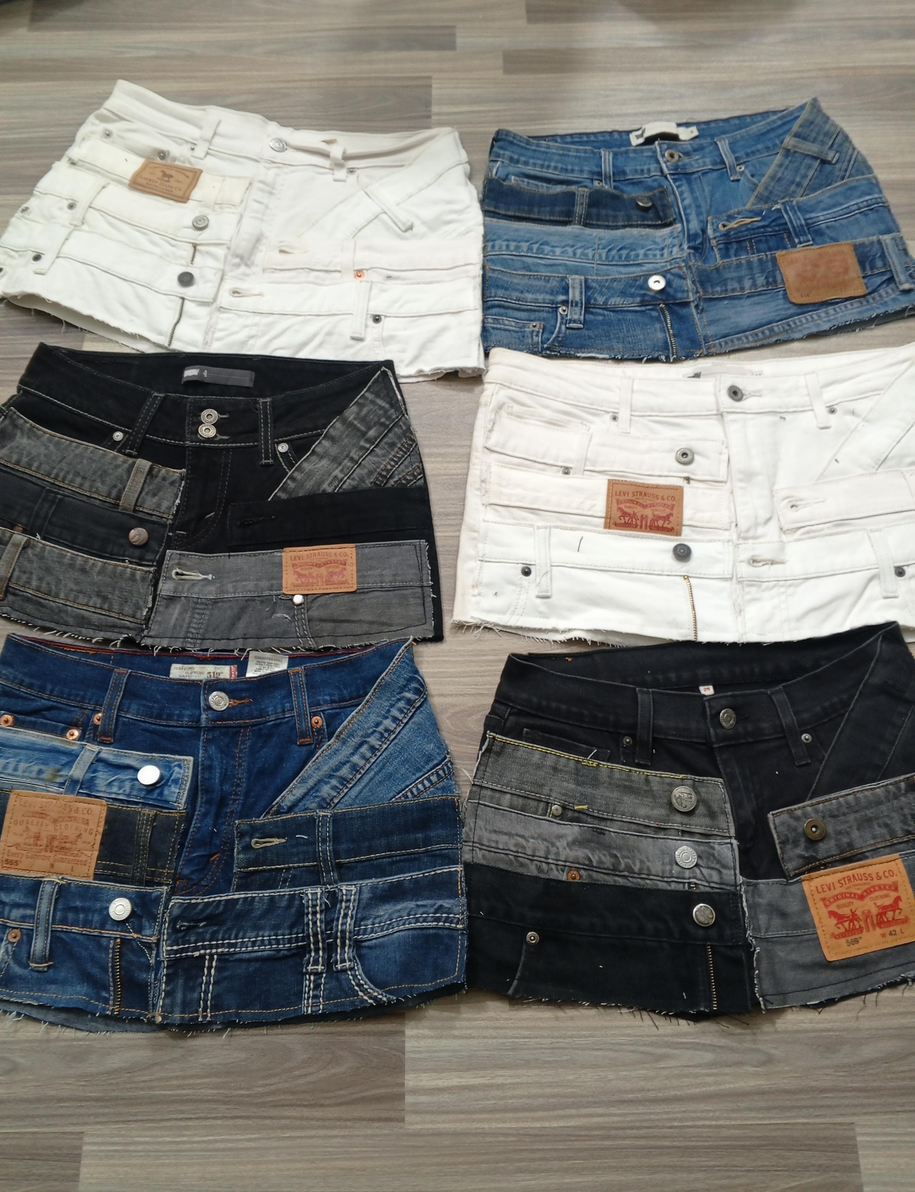 HD1105 Ladies Upcycled Levi's Belted Skirts - 17 pcs