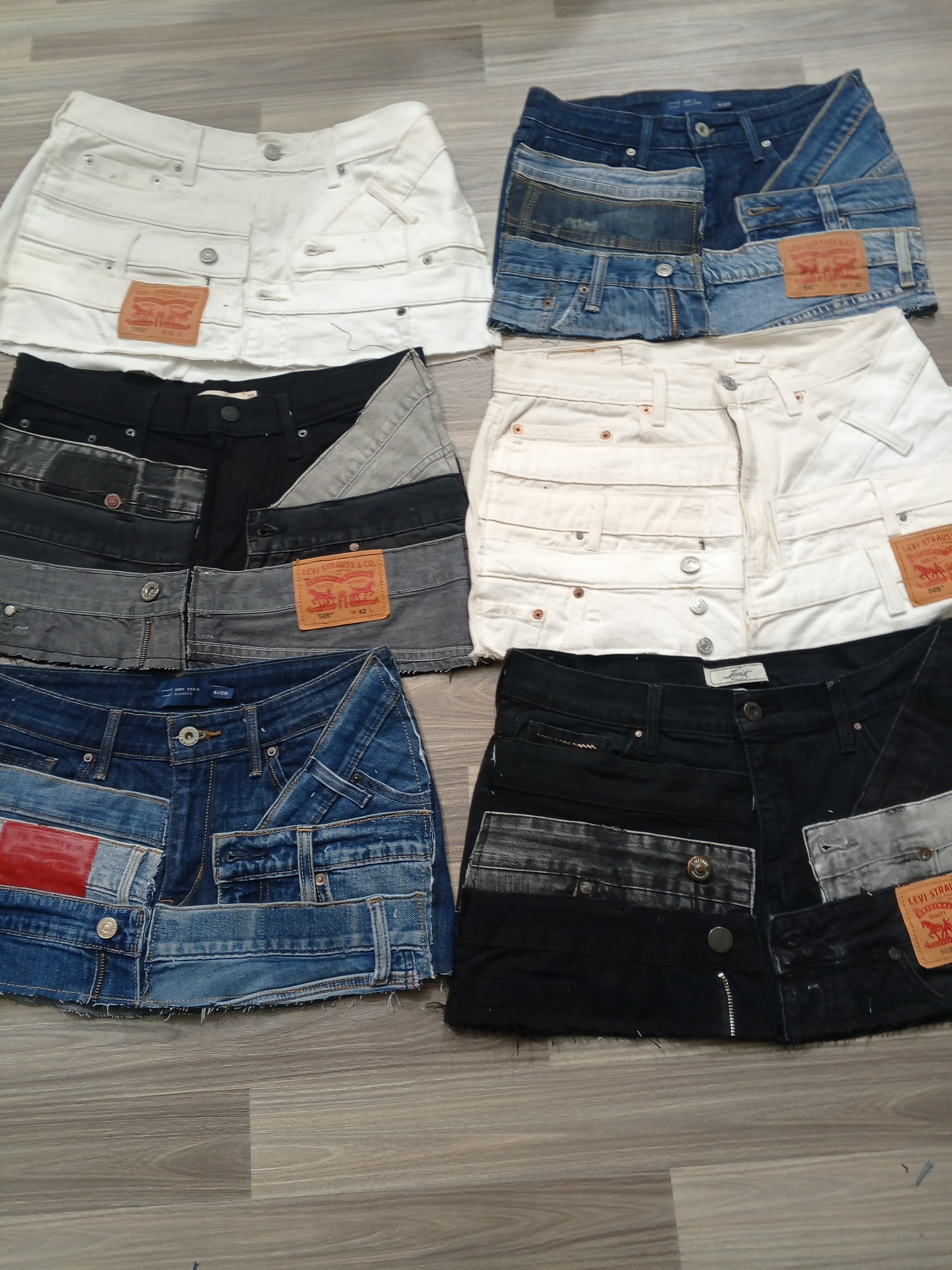 HD1103 Ladies Upcycled Levi's Belted Micro Mini Skirts - 17 pcs
