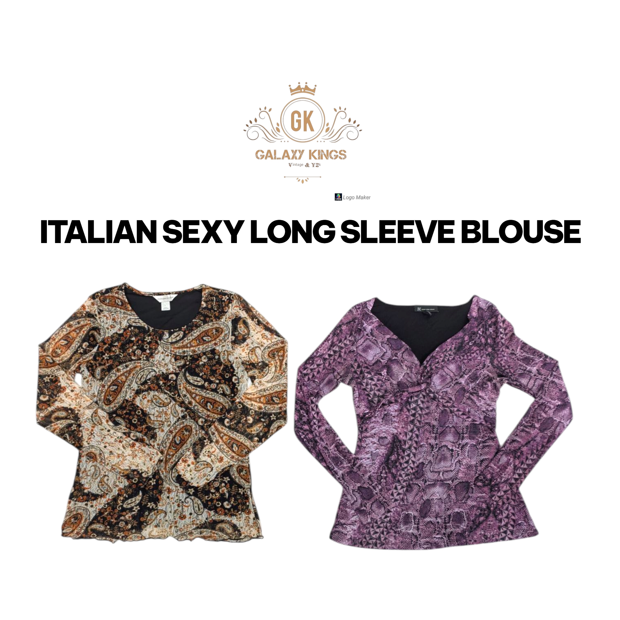Italian Print Sexy Blouses