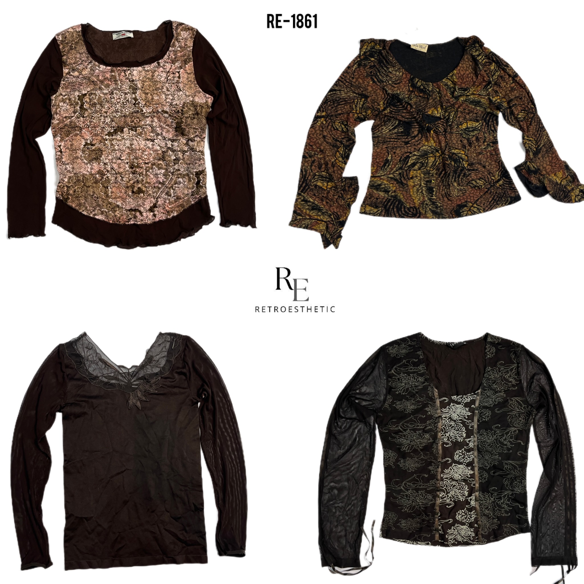 Tops à manches longues en ton terre Y2K (RE-1861)