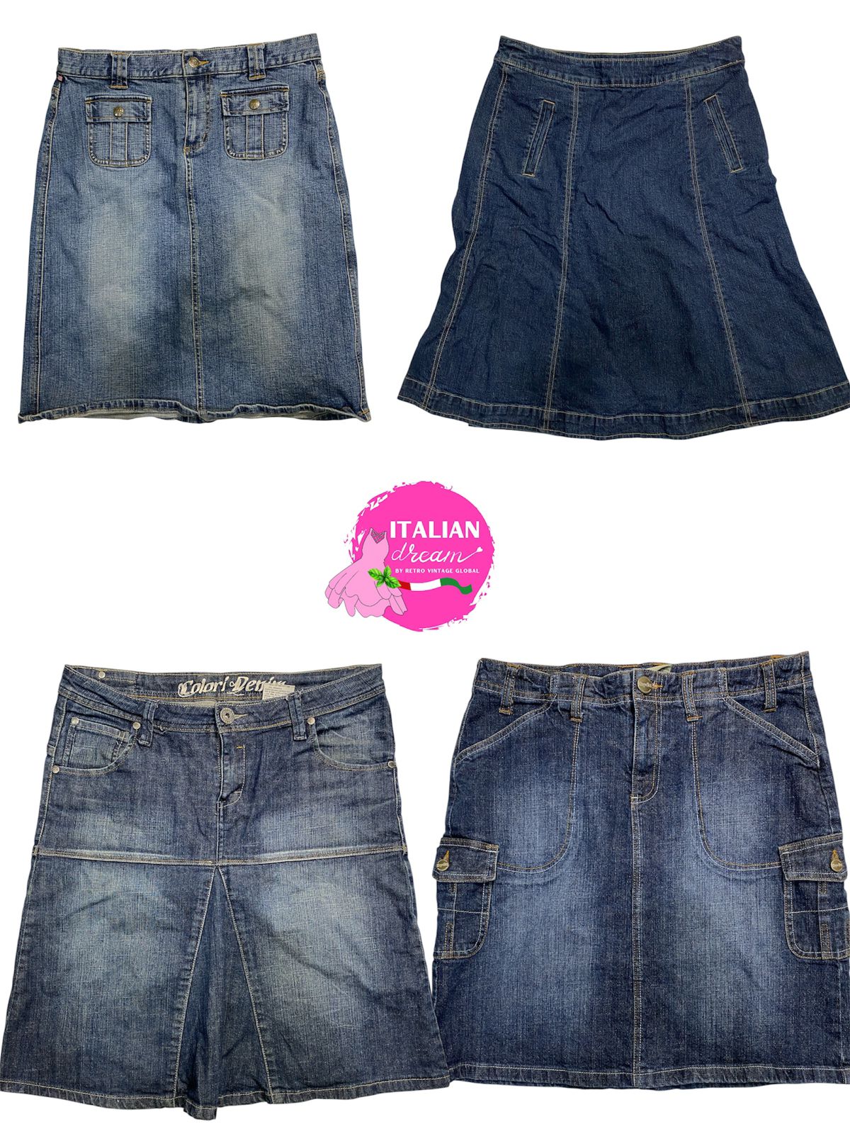 Saia midi em denim Y2K