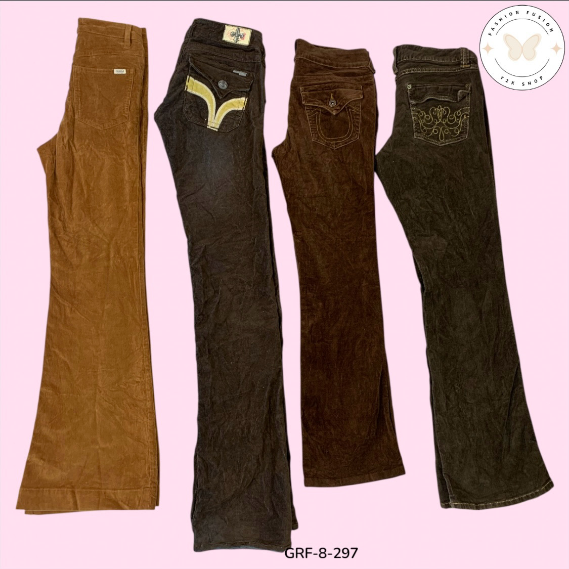 Y2Kヴィンテージコーデュロイパンツ – レトロ2000年代ストリートウェア必須アイテム (GRF-8-297)