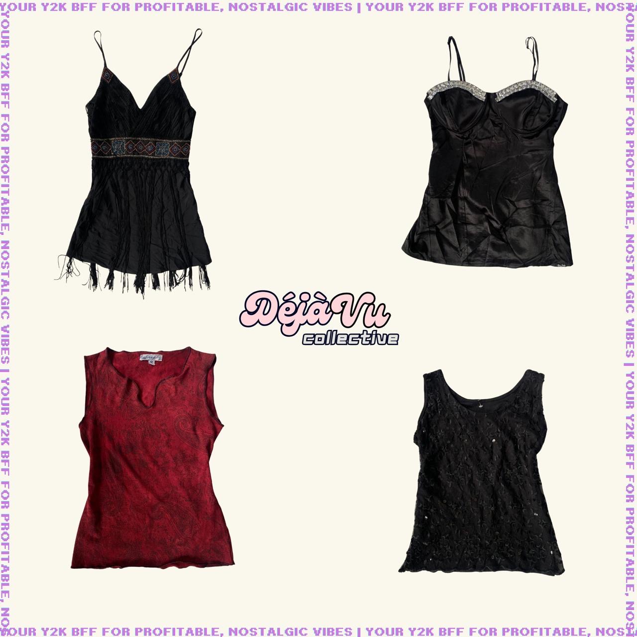 Y2K Love Story Beaded Mesh Cami Tops