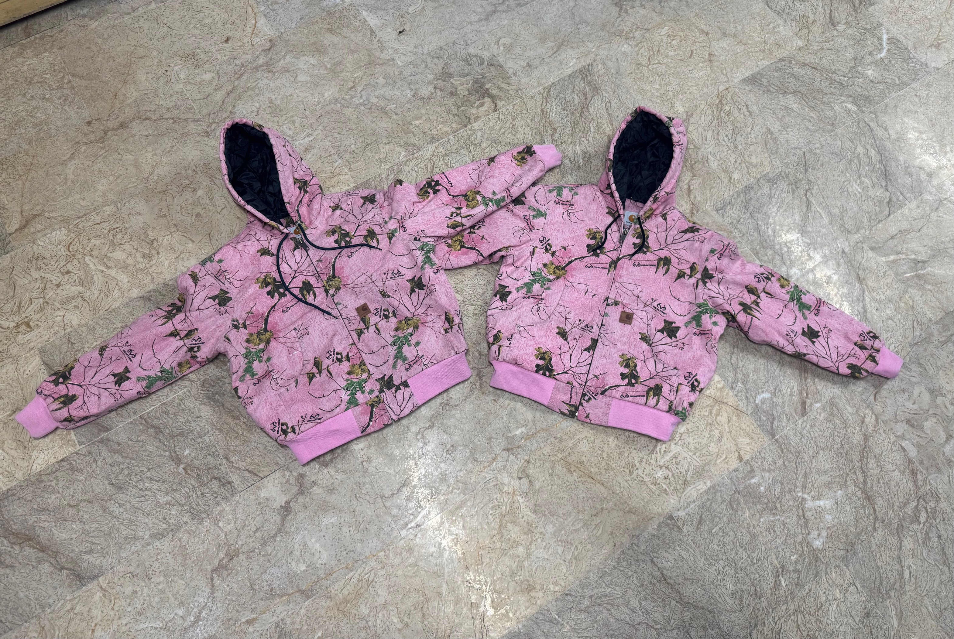Rework style carhartt heavy material pink camouflage hoodie jackets