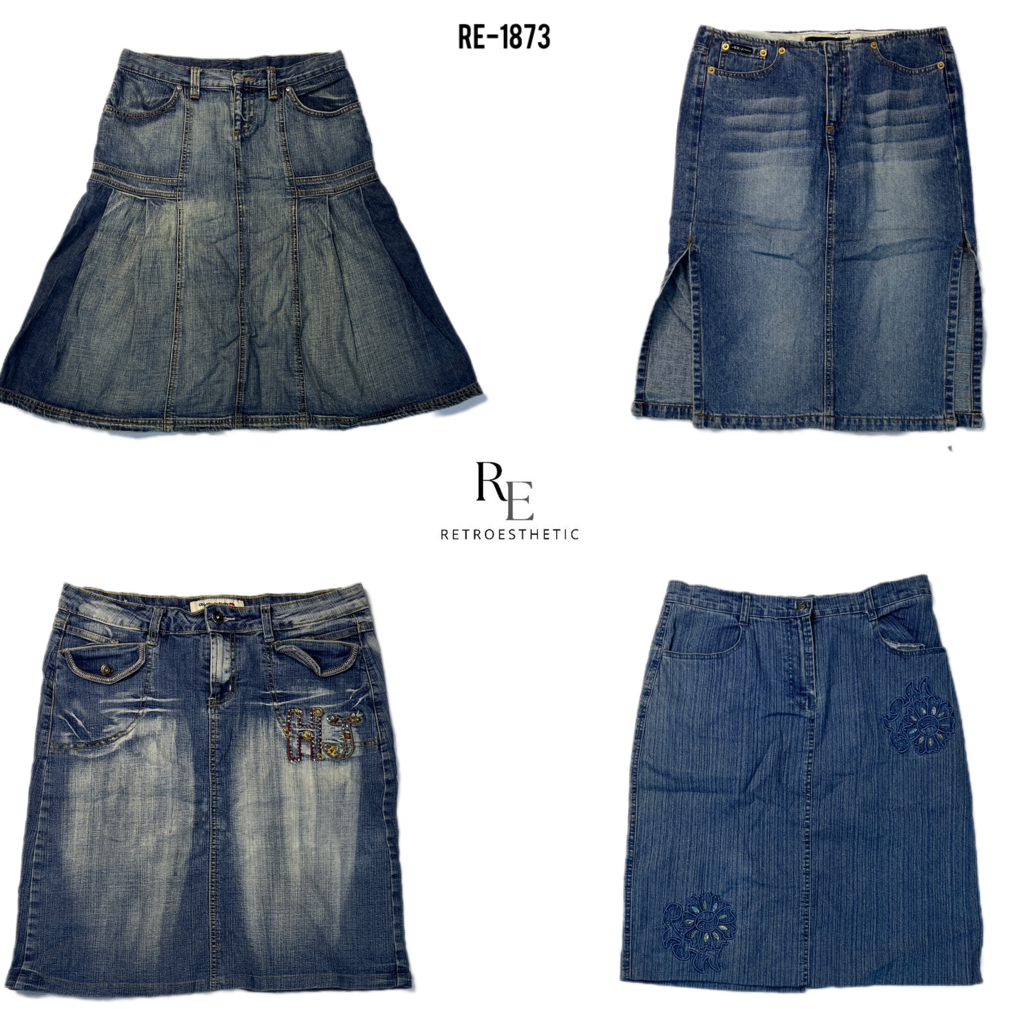 Saia Midi de Denim da Era Britney Y2K (RE-1873)