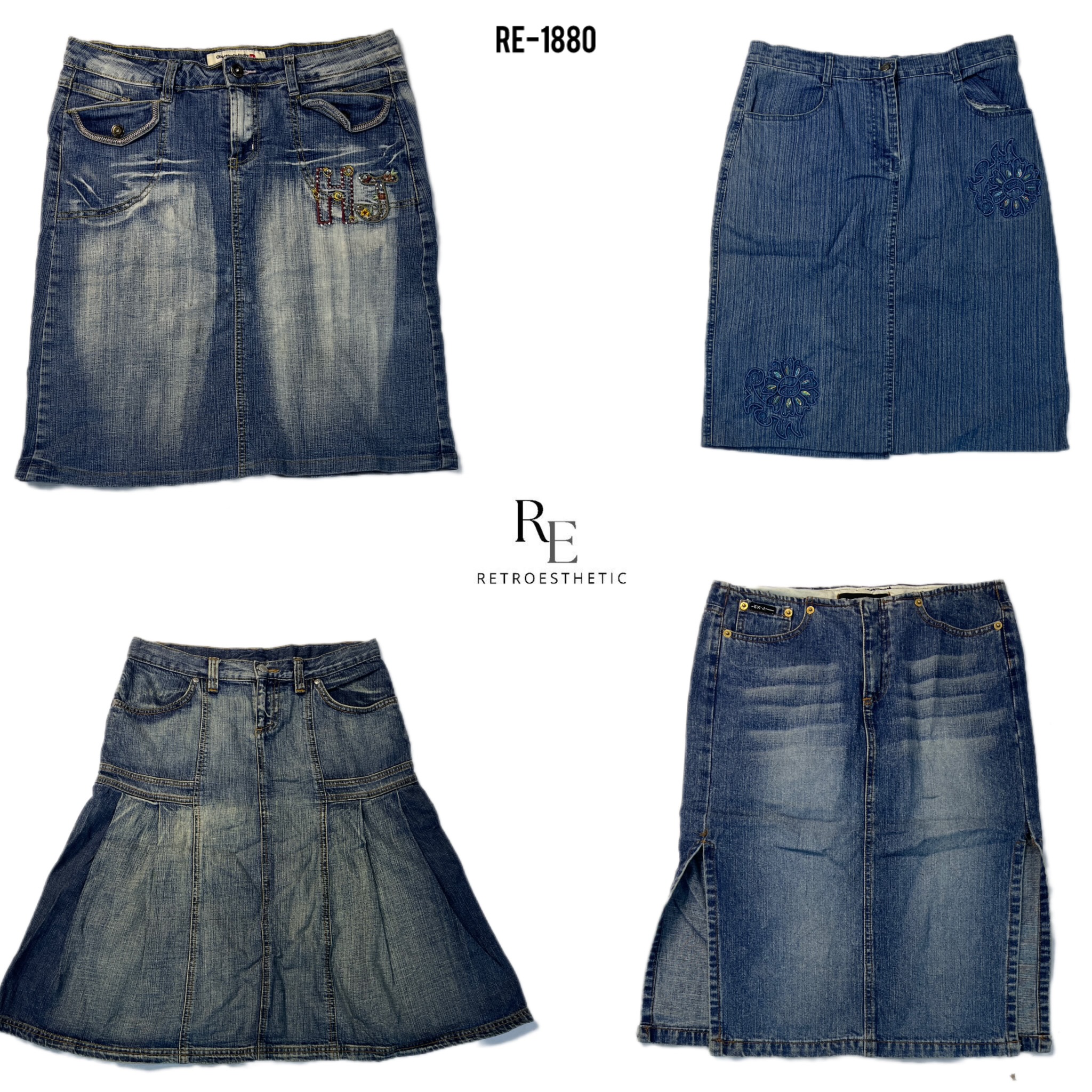 Y2K IT Girl Denim Midi Röcke (RE-1880)