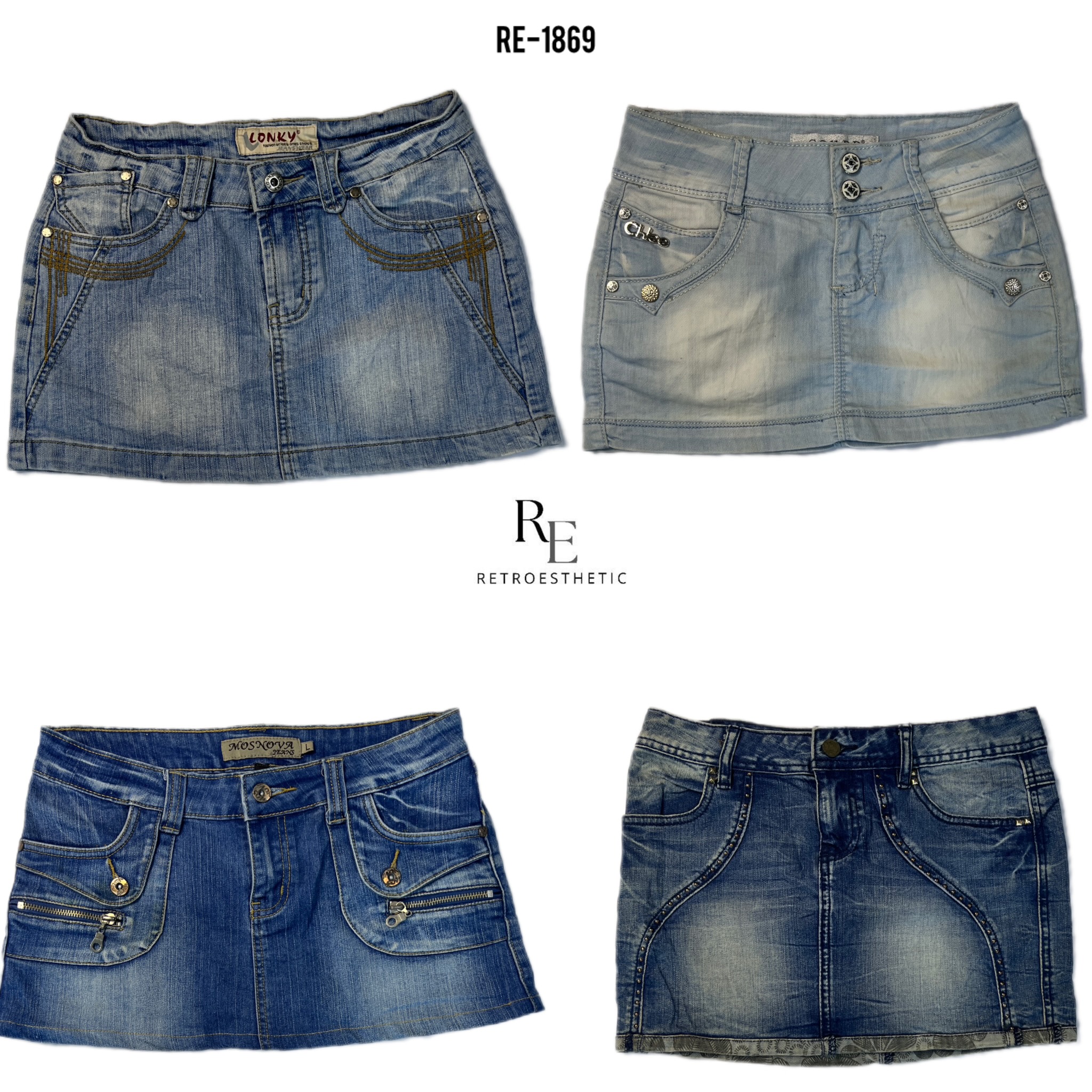 Y2K IT Girl Denim Mini Skirts(RE-1869)