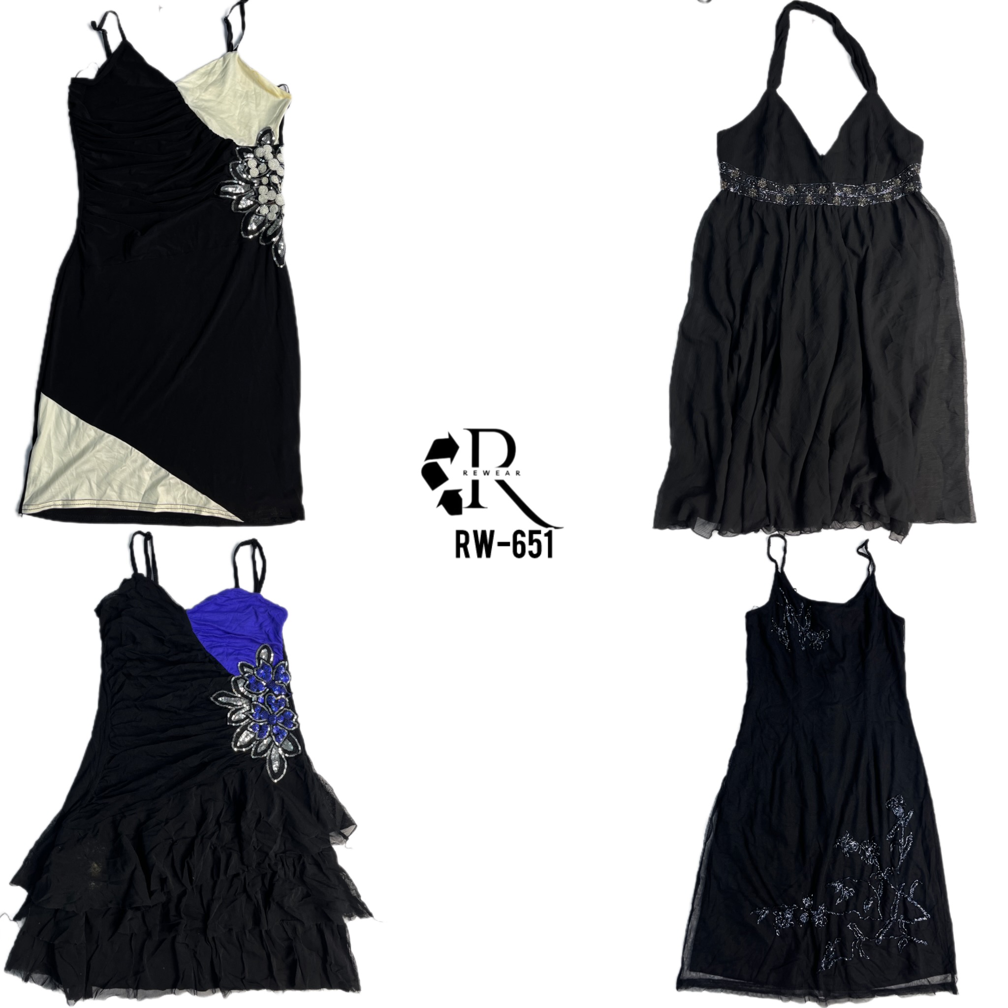 Vestidos de Verão Rave Todos Pretos Y2K (RW-651)