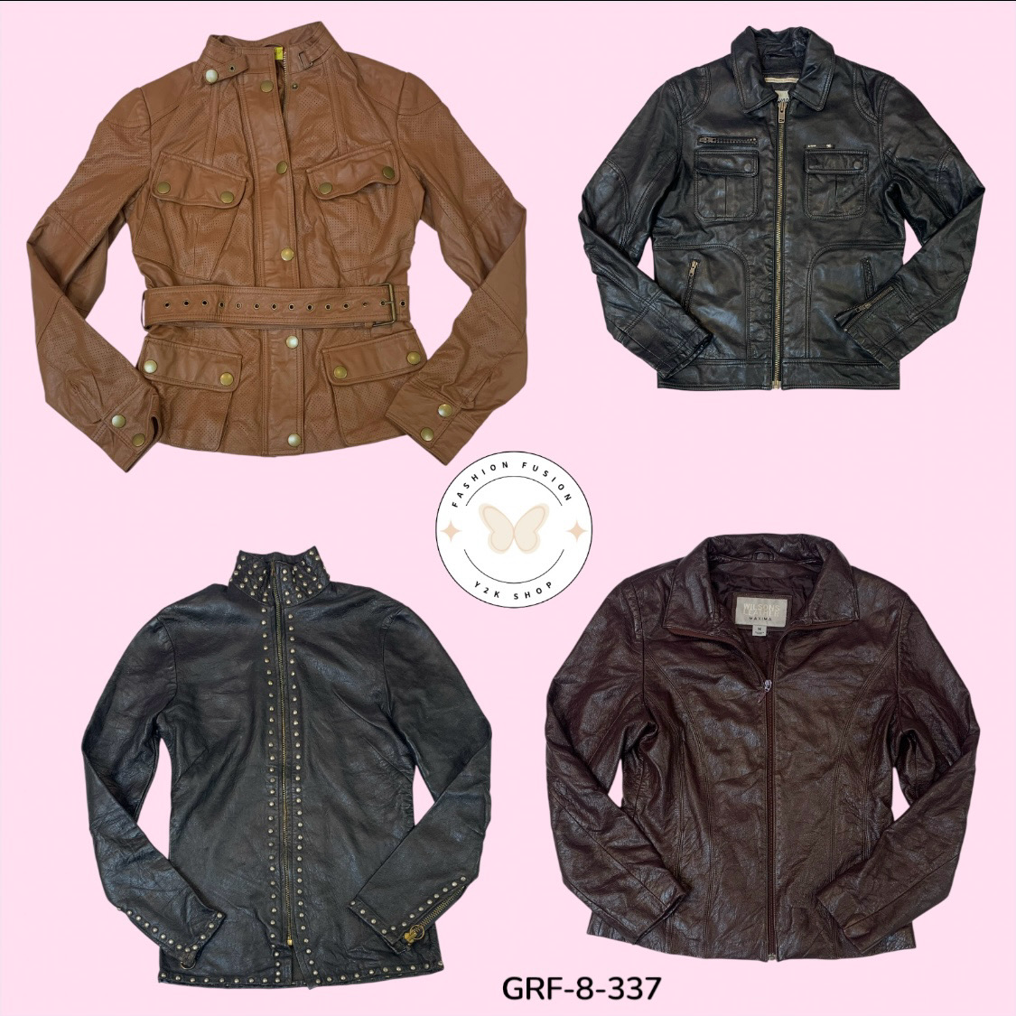 Y2K Vintage Leather Jacket – Retro 2000s Streetwear Essential (GRF-8-337)