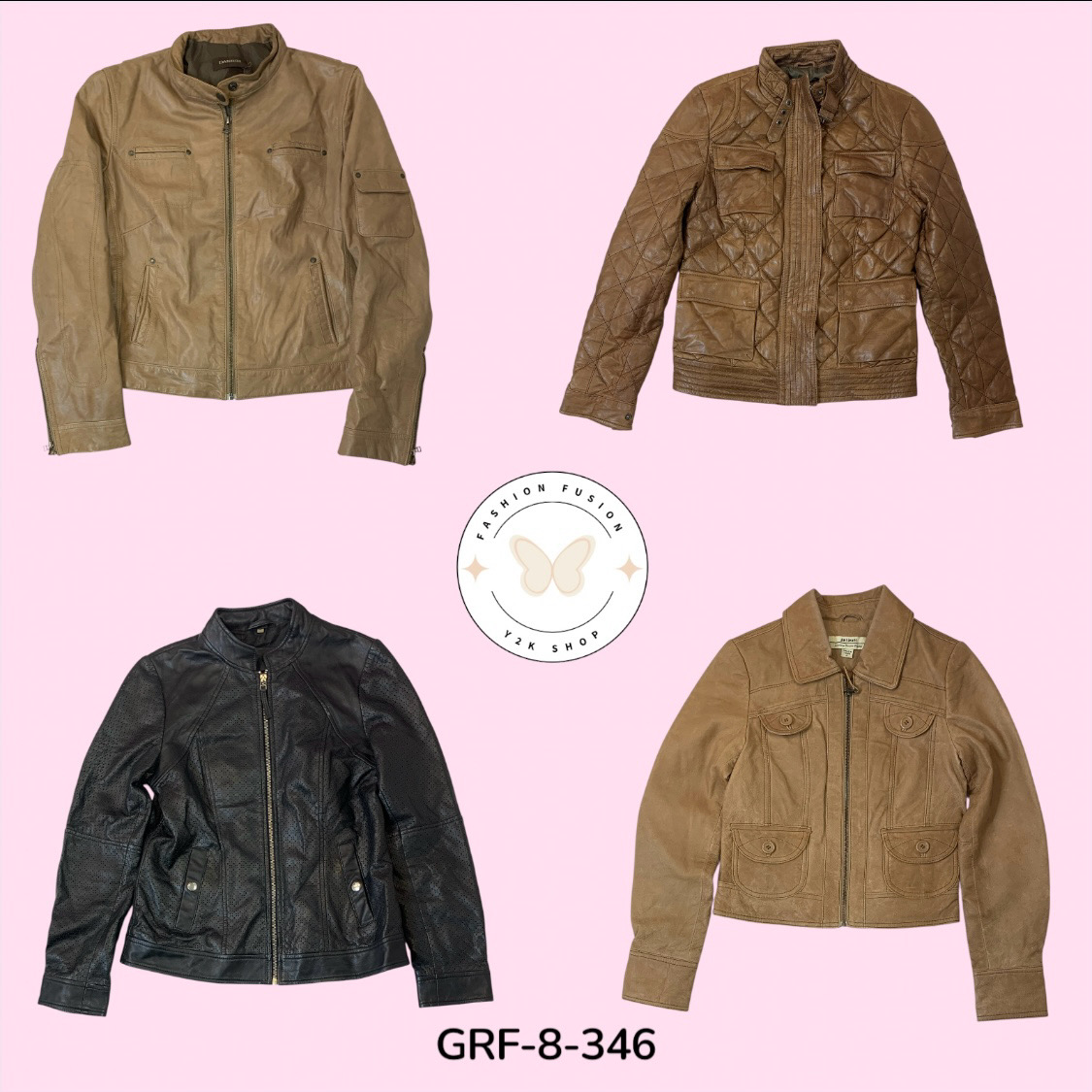 Retro Y2K Leather Jacket – Classic Grunge & Street Style (GRF-8-346)
