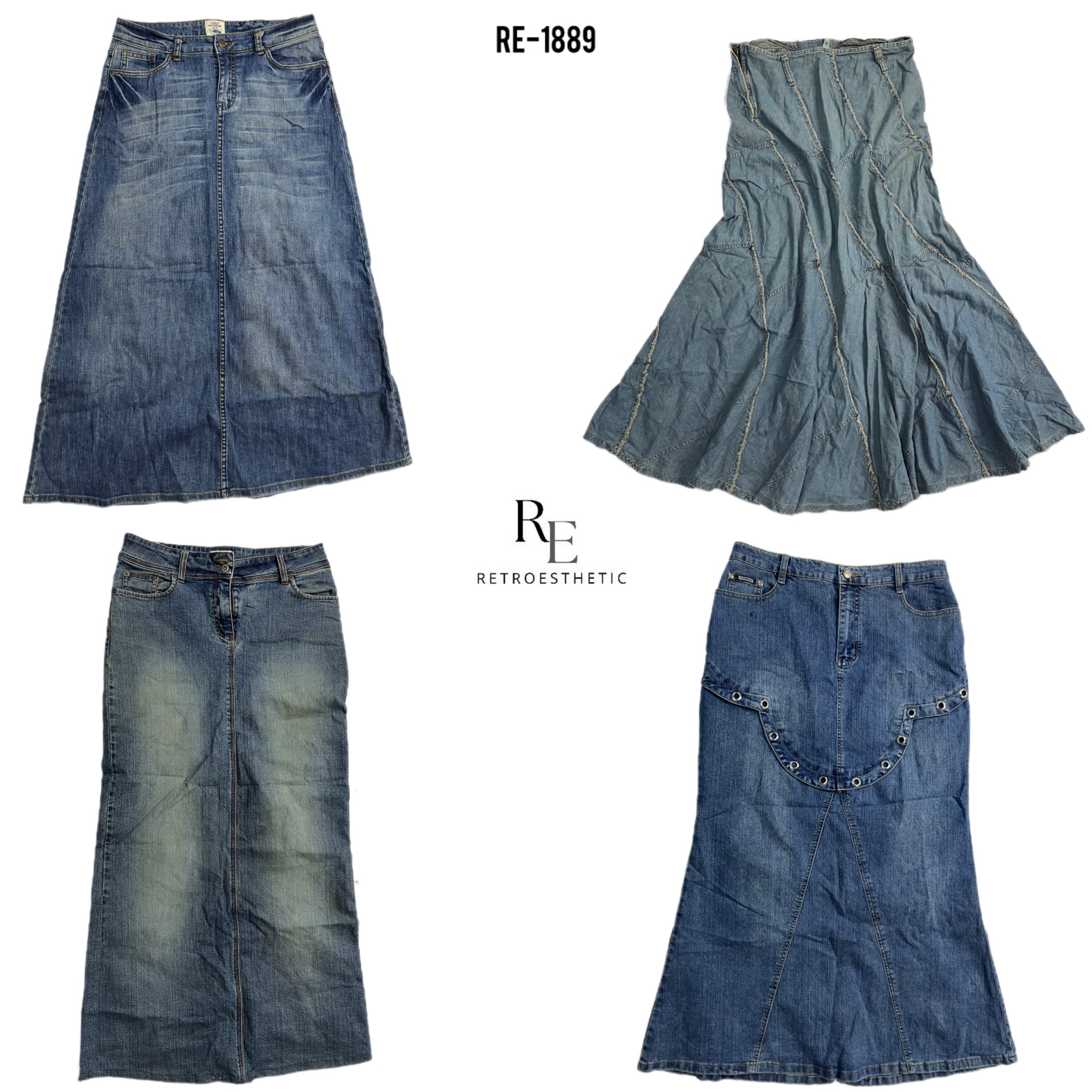 Y2K Britney Era Denim Maxi Skirts (RE-1889)