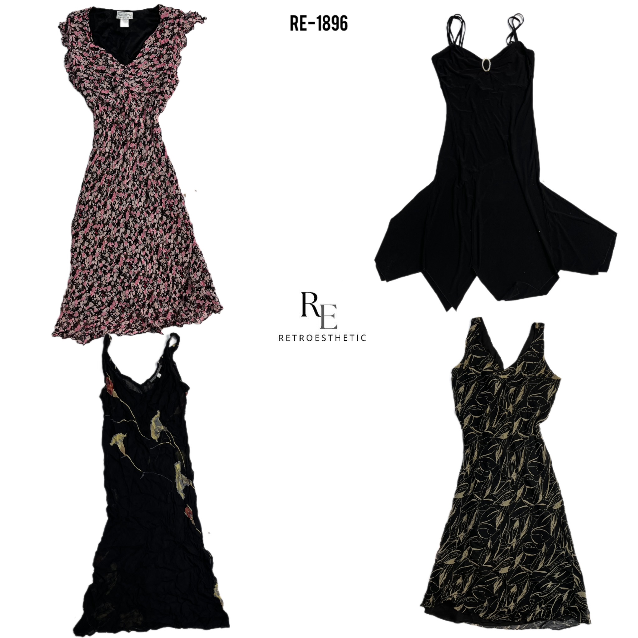 Y2K Todos os Pretos Vestidos Góticos de Verão (RE-1896)