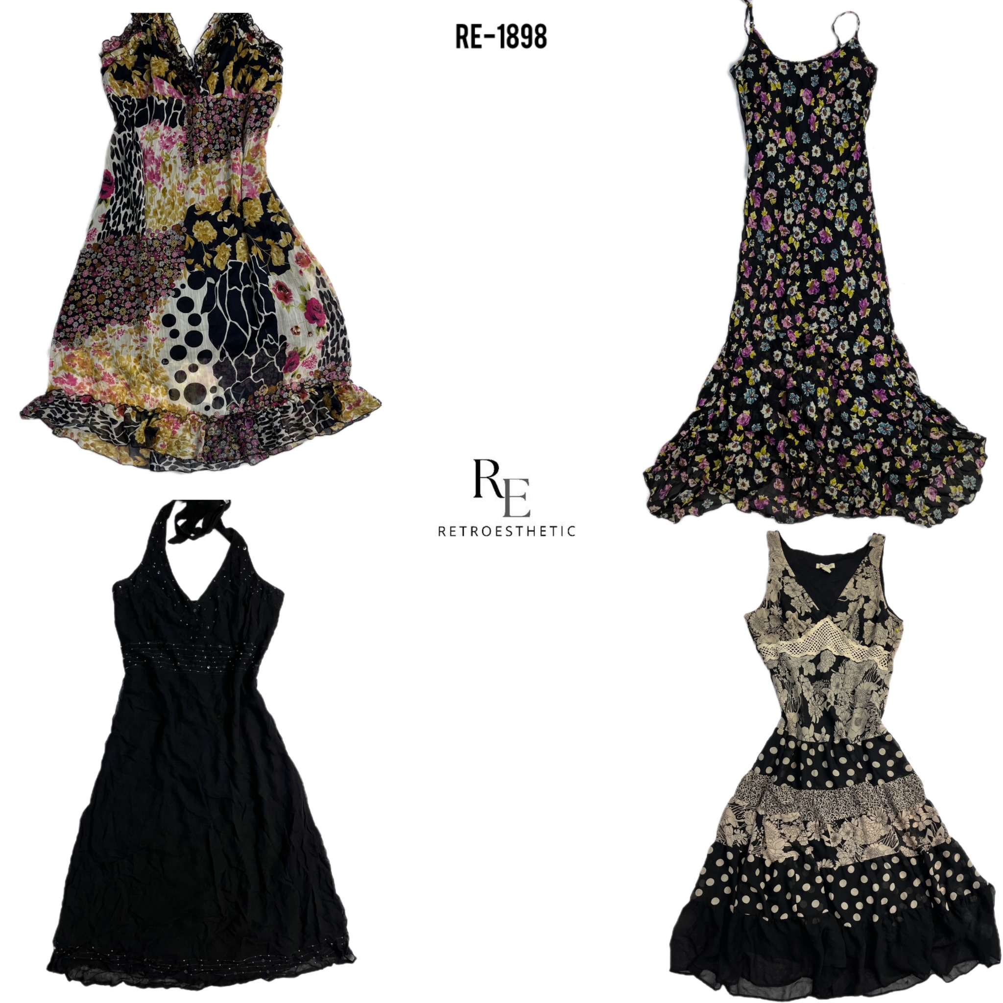 Y2K All Black Gothic Summer Dresses (RE-1898)