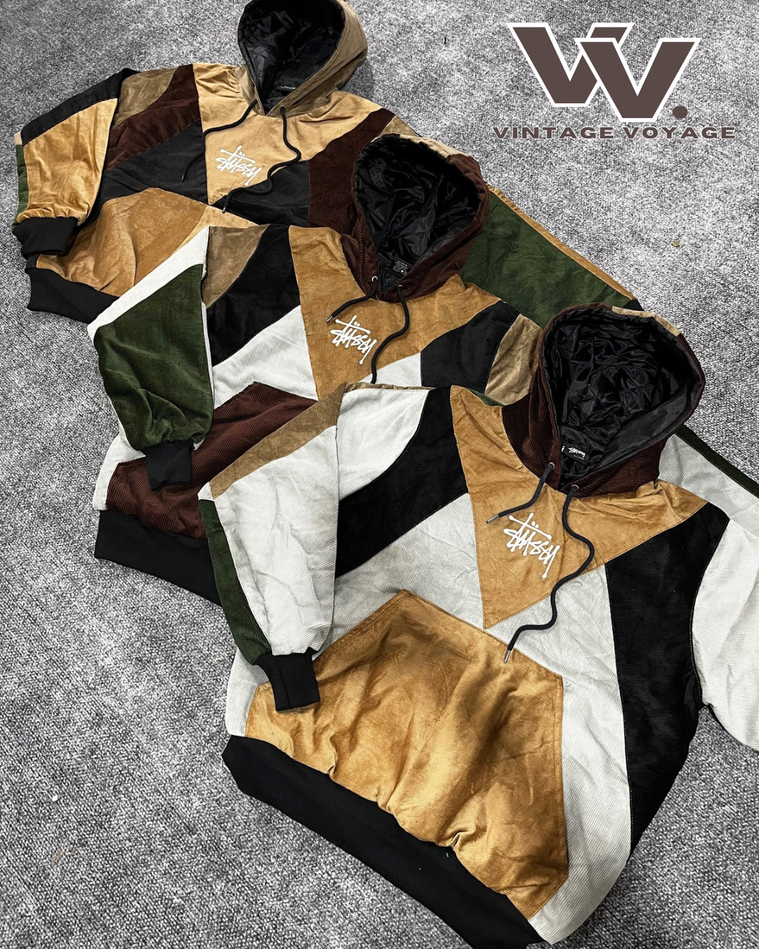 Stussy Rework Style Corduroy Pull Over Hoodies #27825
