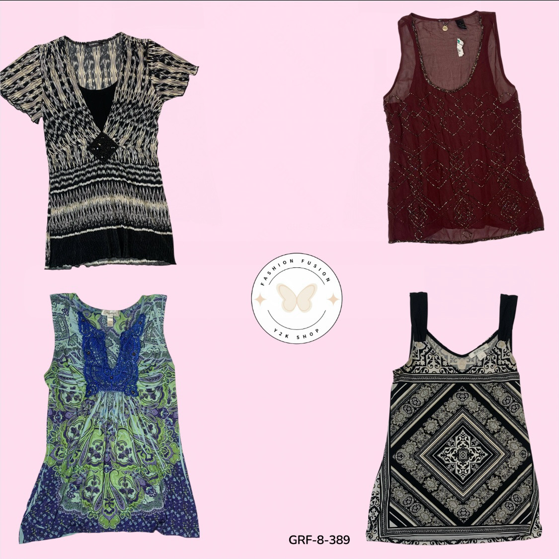 Y2K Short Sleeve Blouse – Iconic Retro Wardrobe Staple (GRF-8-389)