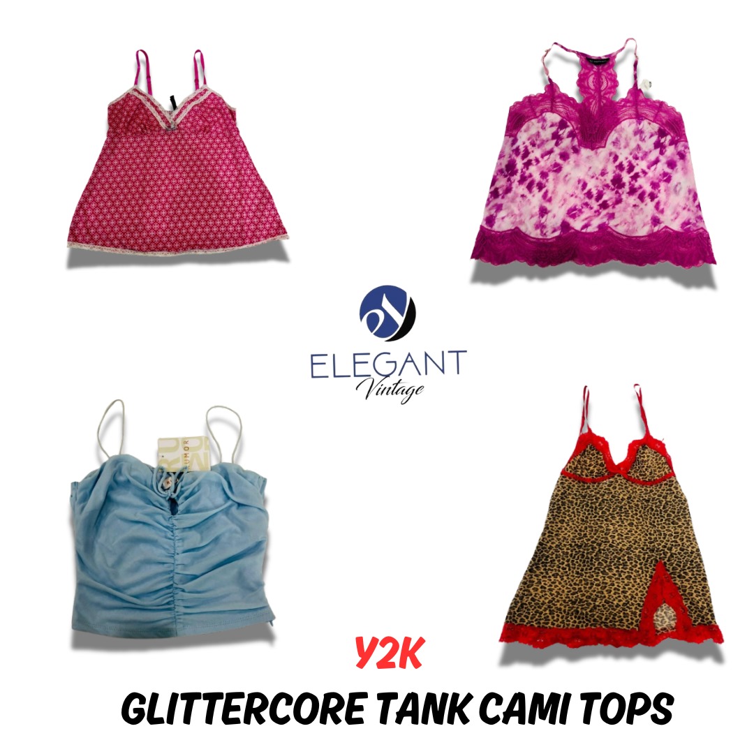 Y2K Glittercore Tank Cami Tops - EV0859