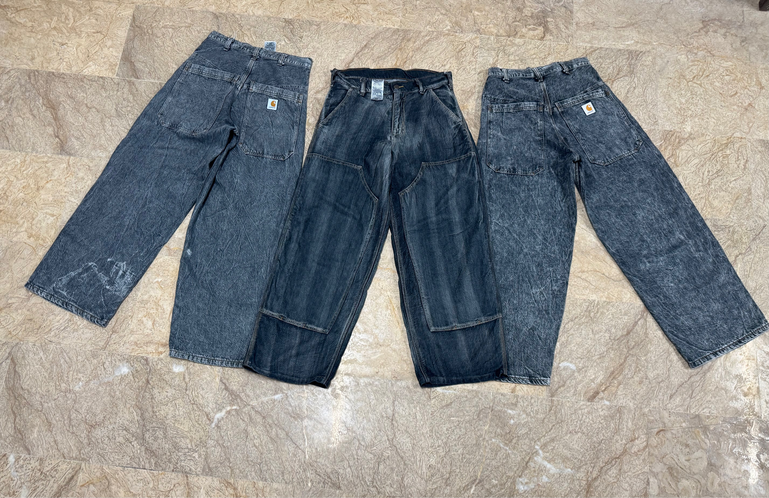 Calça jeans baggy carhartt estilo retrabalho