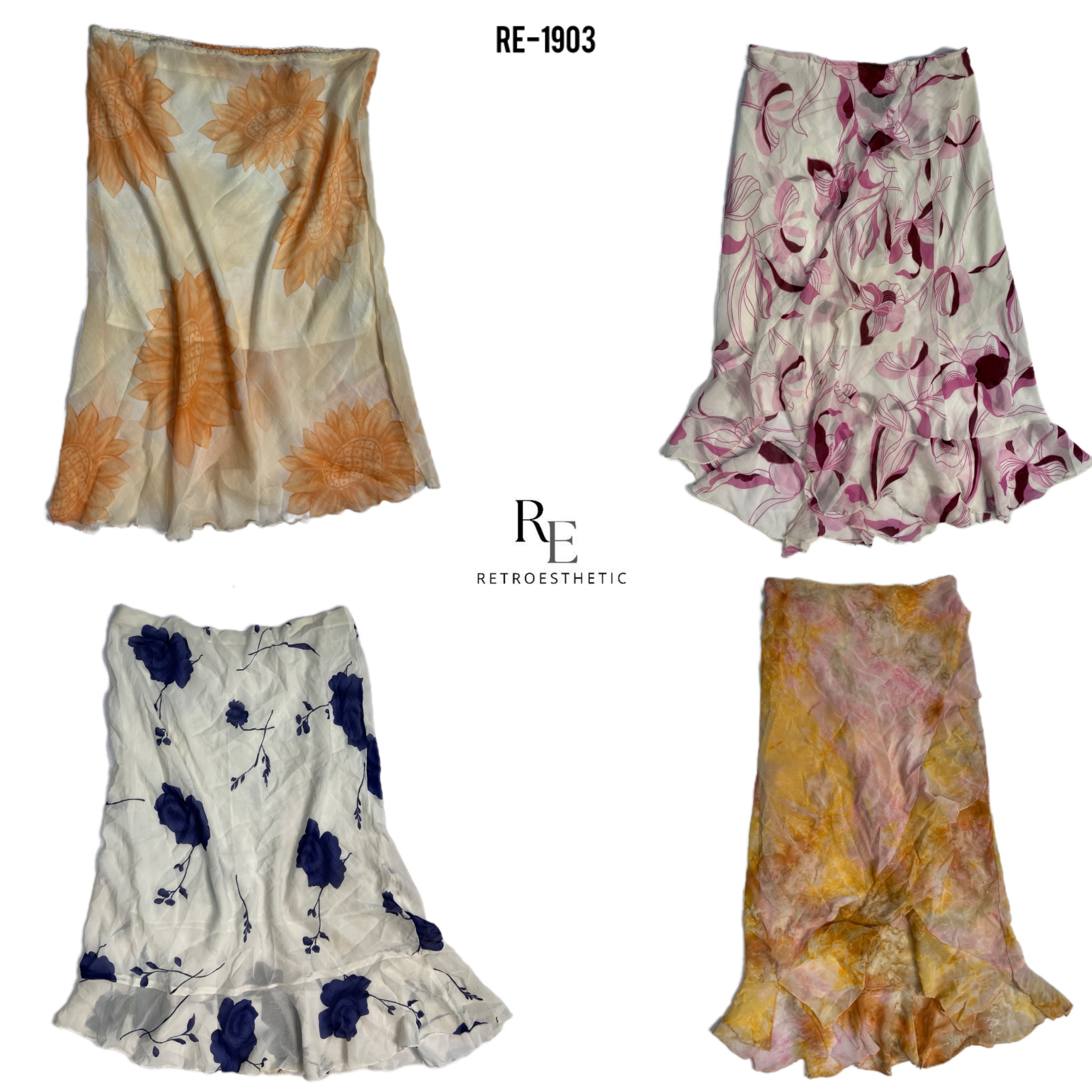 Y2K Soft Floral Poly Röcke (RE-1903)