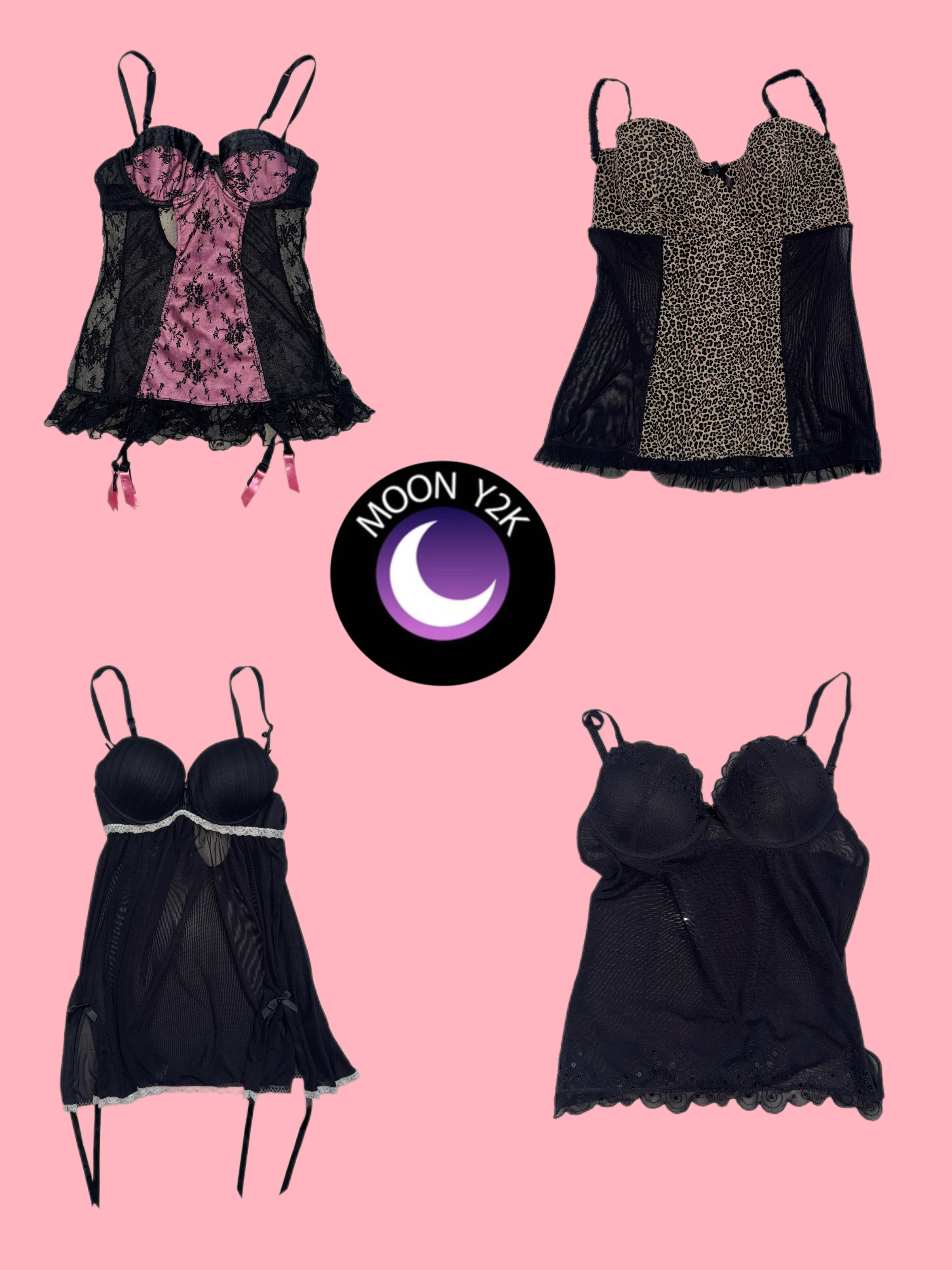 Y2K Mesh Babydoll Tops  (M-585)