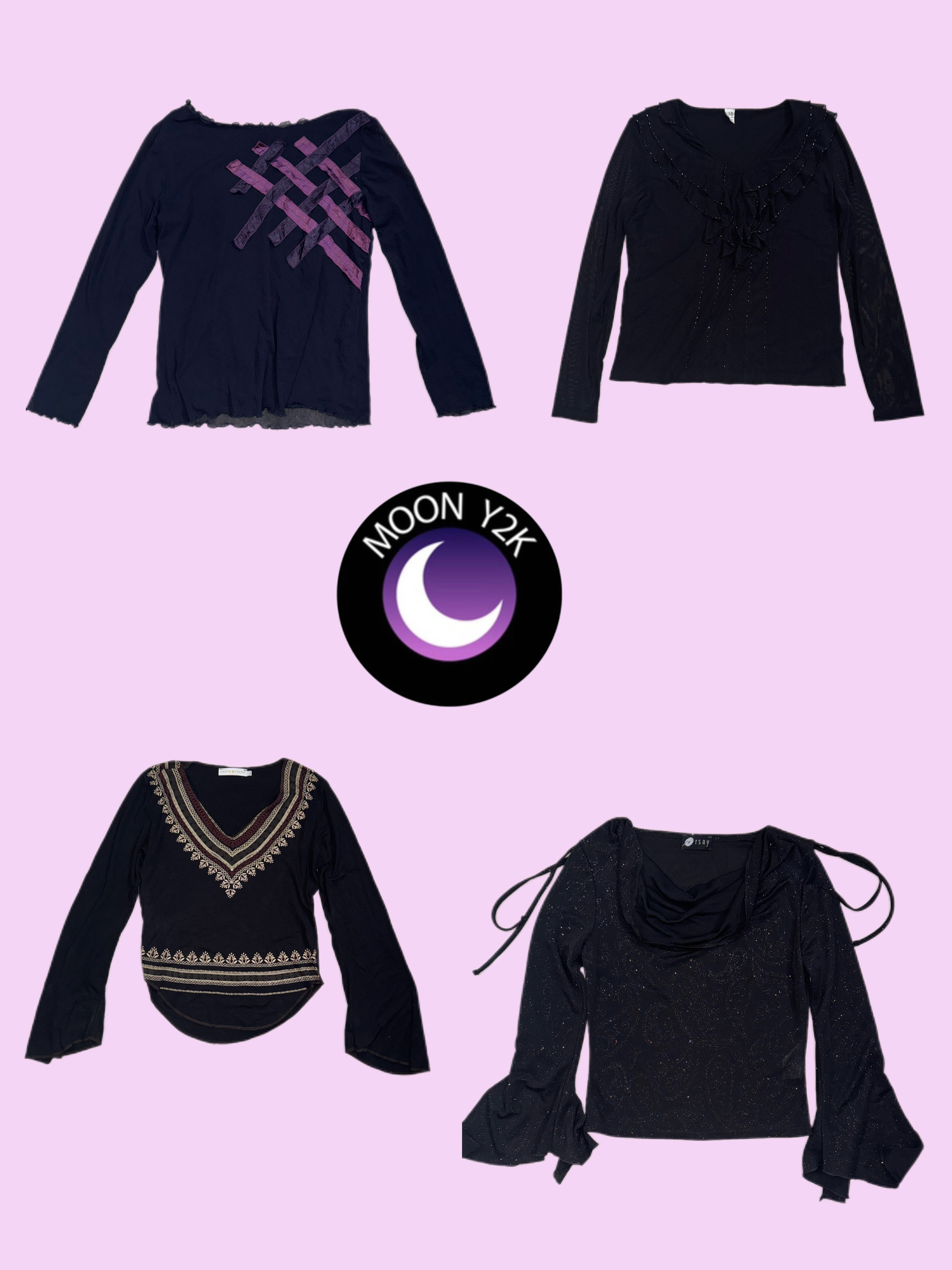Y2K Gothic Mesh Langarmtops (M-583)