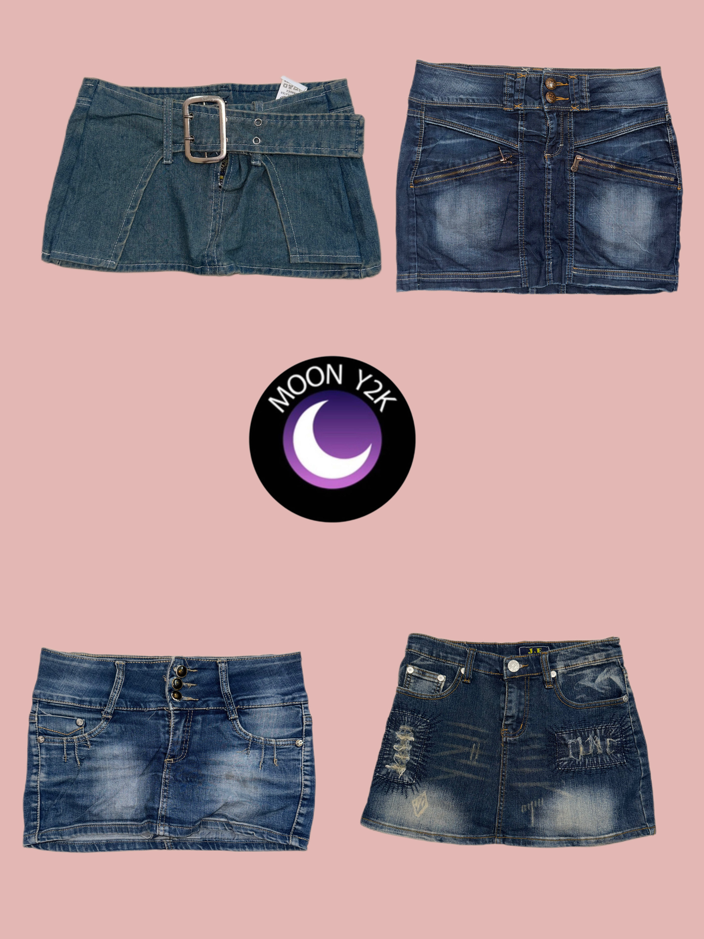 Y2K Unique Denim mini skirts  (M-579)