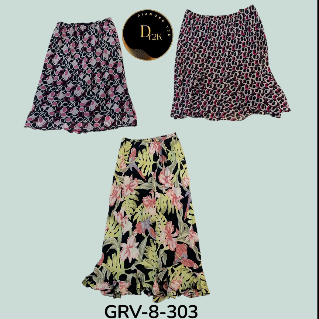 Jupe en poly floral rose authentique Y2K | Look début des années 2000 (GRV-8-303)