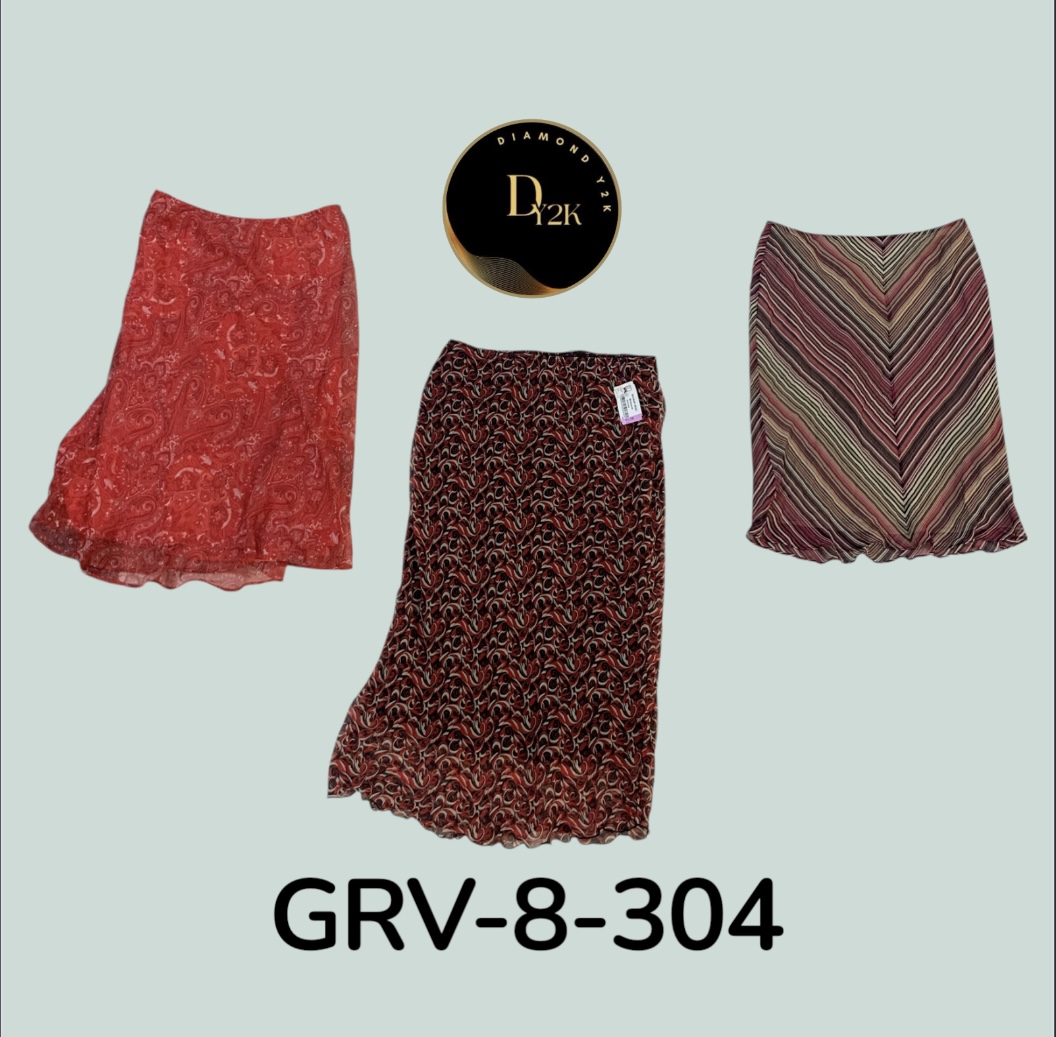 Falda de poliéster mezcla Y2K rara | Declaración de moda retro-chic (GRV-8-304)
