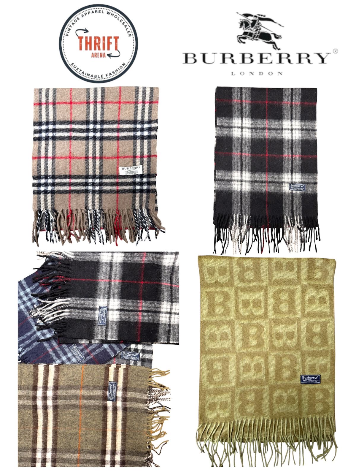 T1337 Burberry Scarves 🧣 100%Authentic Cashmere/Wool