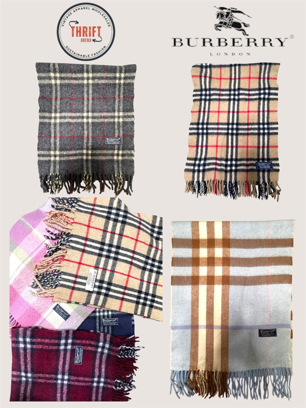 T1338 Burberry Scarves 🧣 100%Authentic Cashmere/Wool