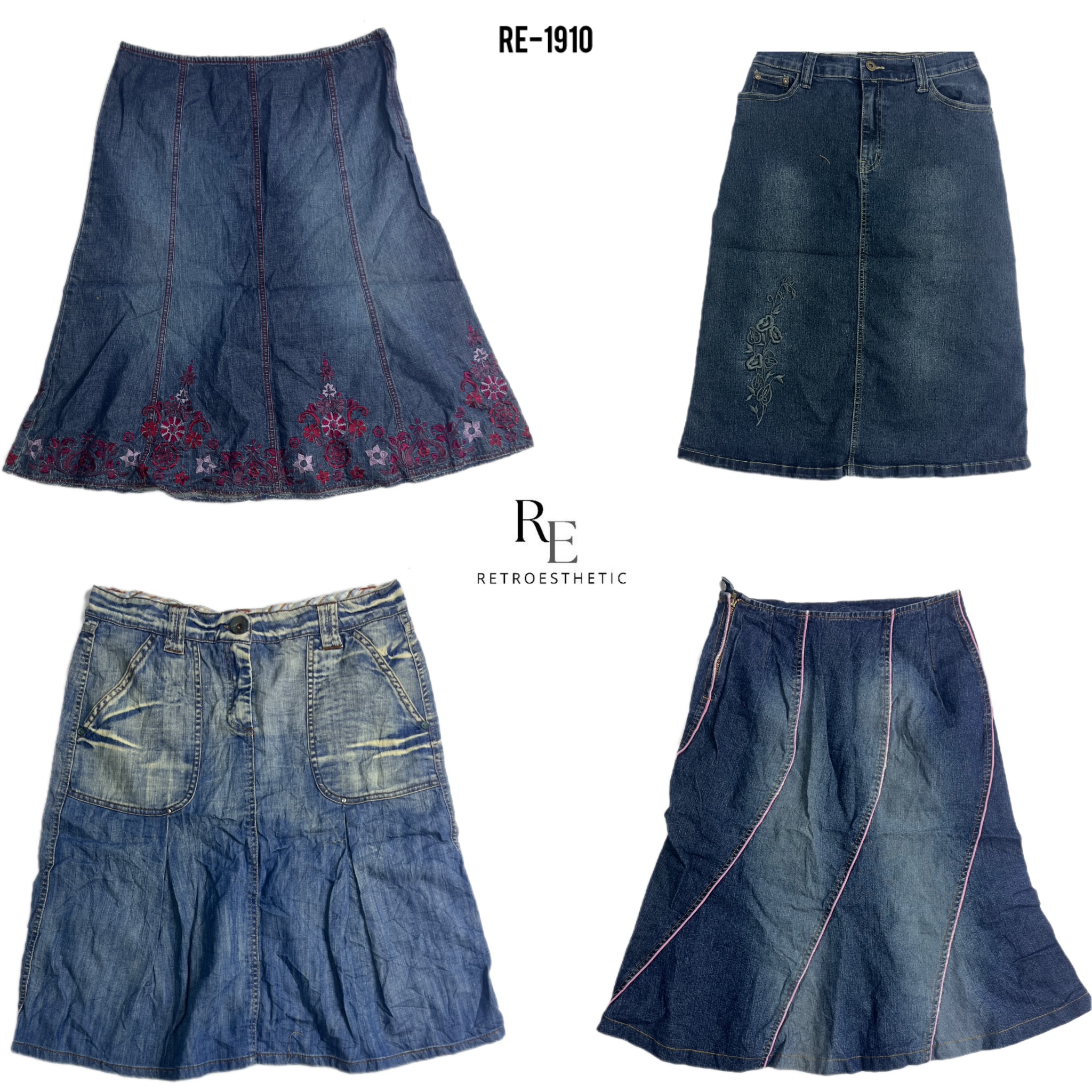 Jupes midi en denim Y2K IT Girl (RE-1910)