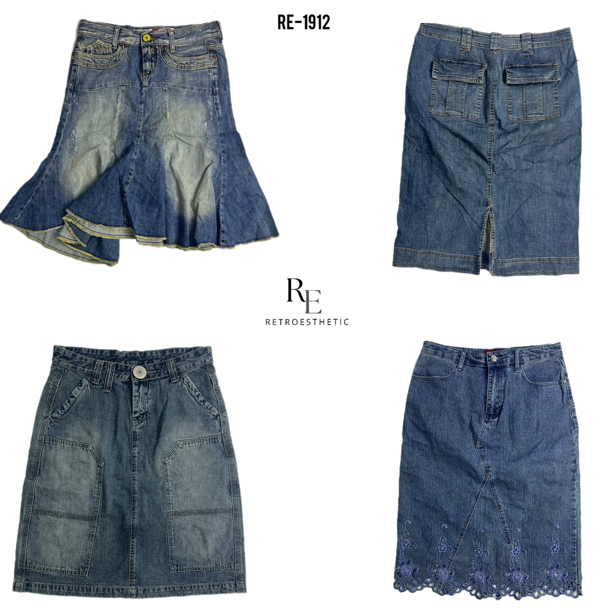 Y2K Britney Era Denim Midi Skirts (RE-1912)