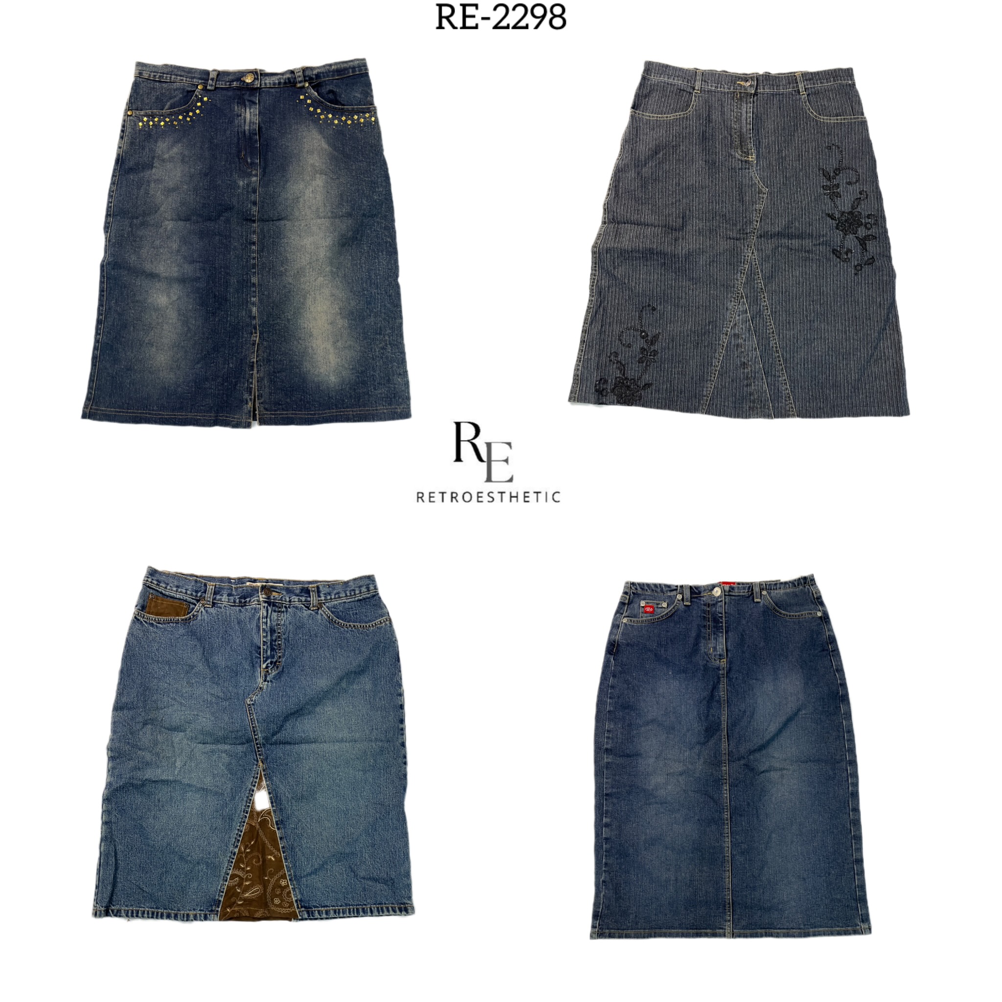 Y2K Britney Era Denim Midi Skirts (RE-2298)