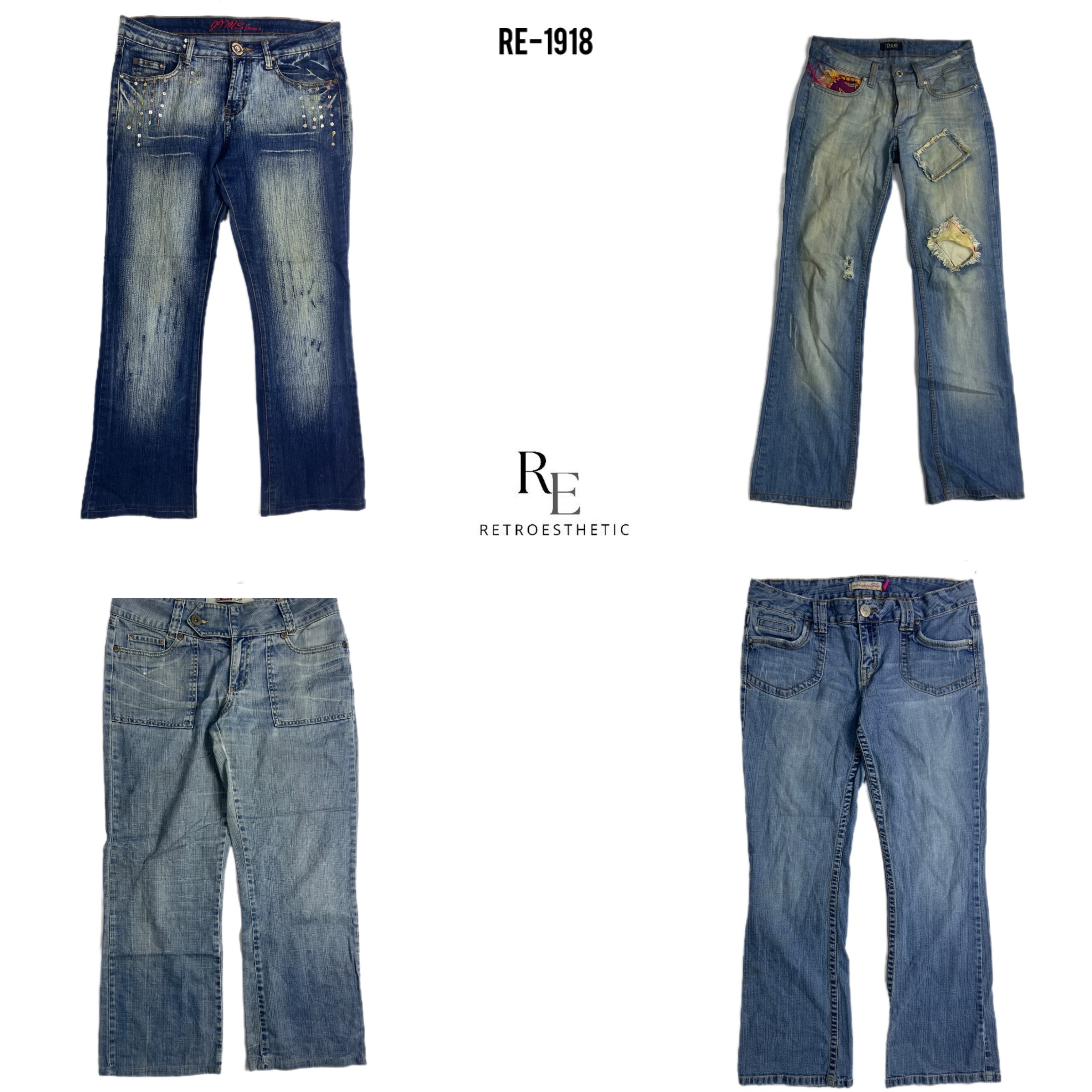 Y2K IT Girl Unique Denim Jeans (RE-1918)