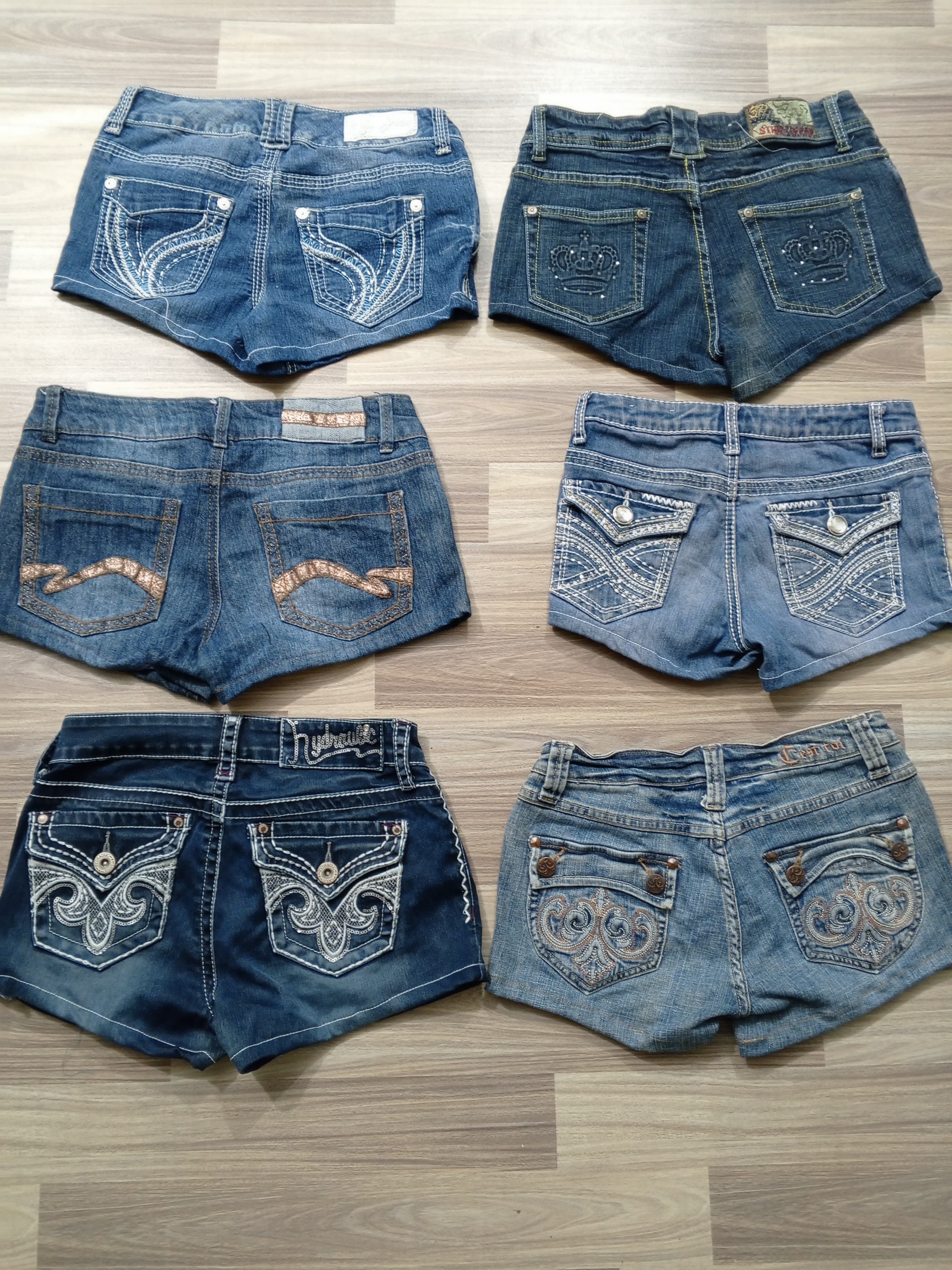 Shorts micro mini en denim Y2K upcyclés HD1109 - 15 pcs