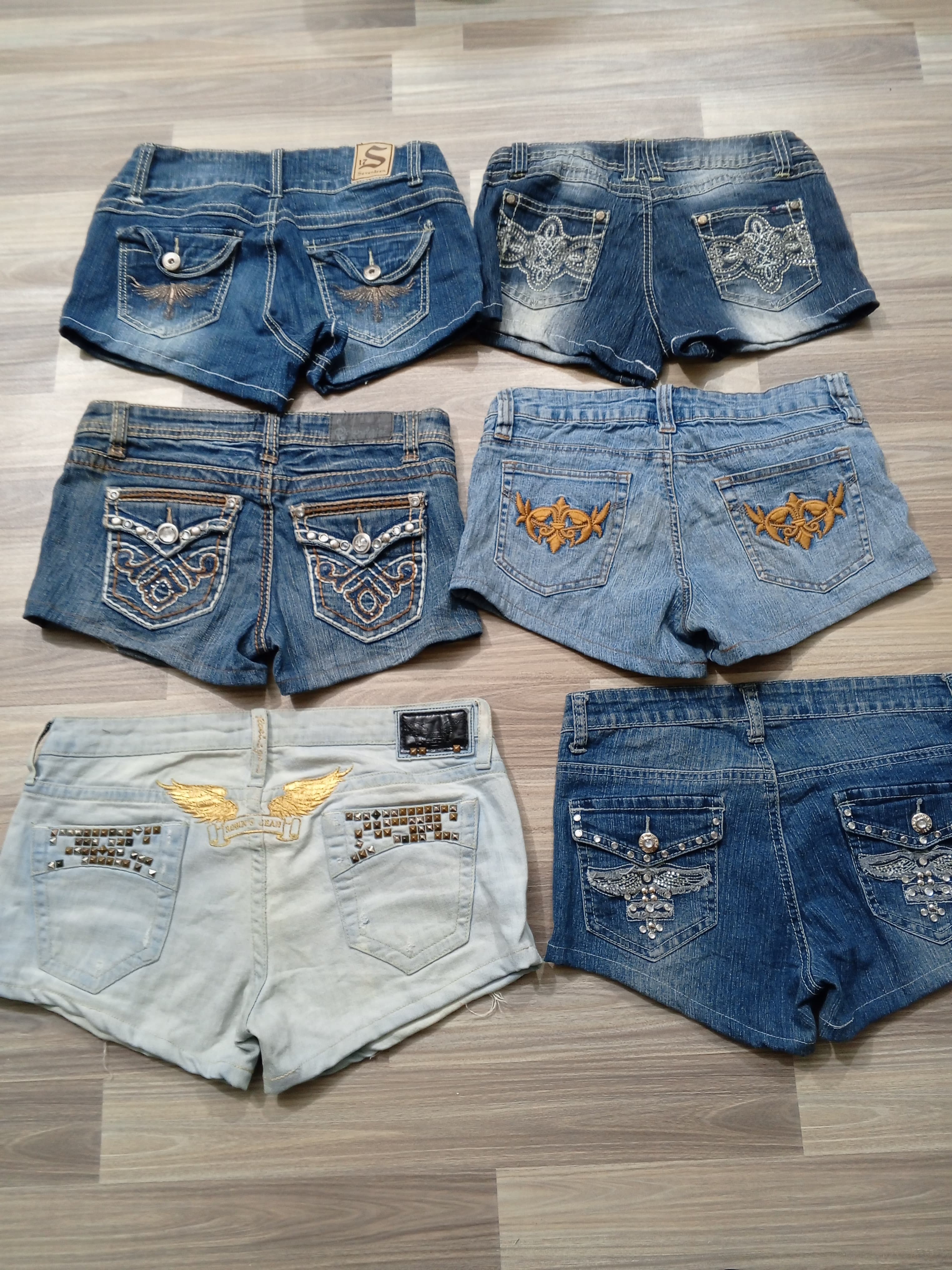 Shorts micro mini en denim recyclé Y2K pour femmes HD1107 - 20 pièces