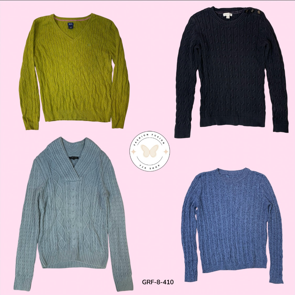 Y2K Chunky Cable Knit Sweater – Iconic Retro Style (GRF-8-410)