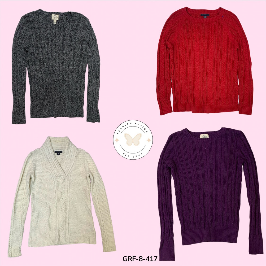 Retro Y2K Cable Knit Pullover – Timeless Knitwear (GRF-8-417)