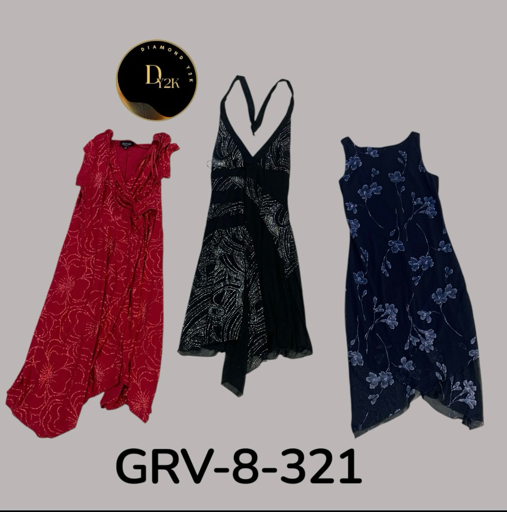 Y2K Glitter Poly Dress | Early 2000s Shimmer & Glam Fashion (GRV-8-321)