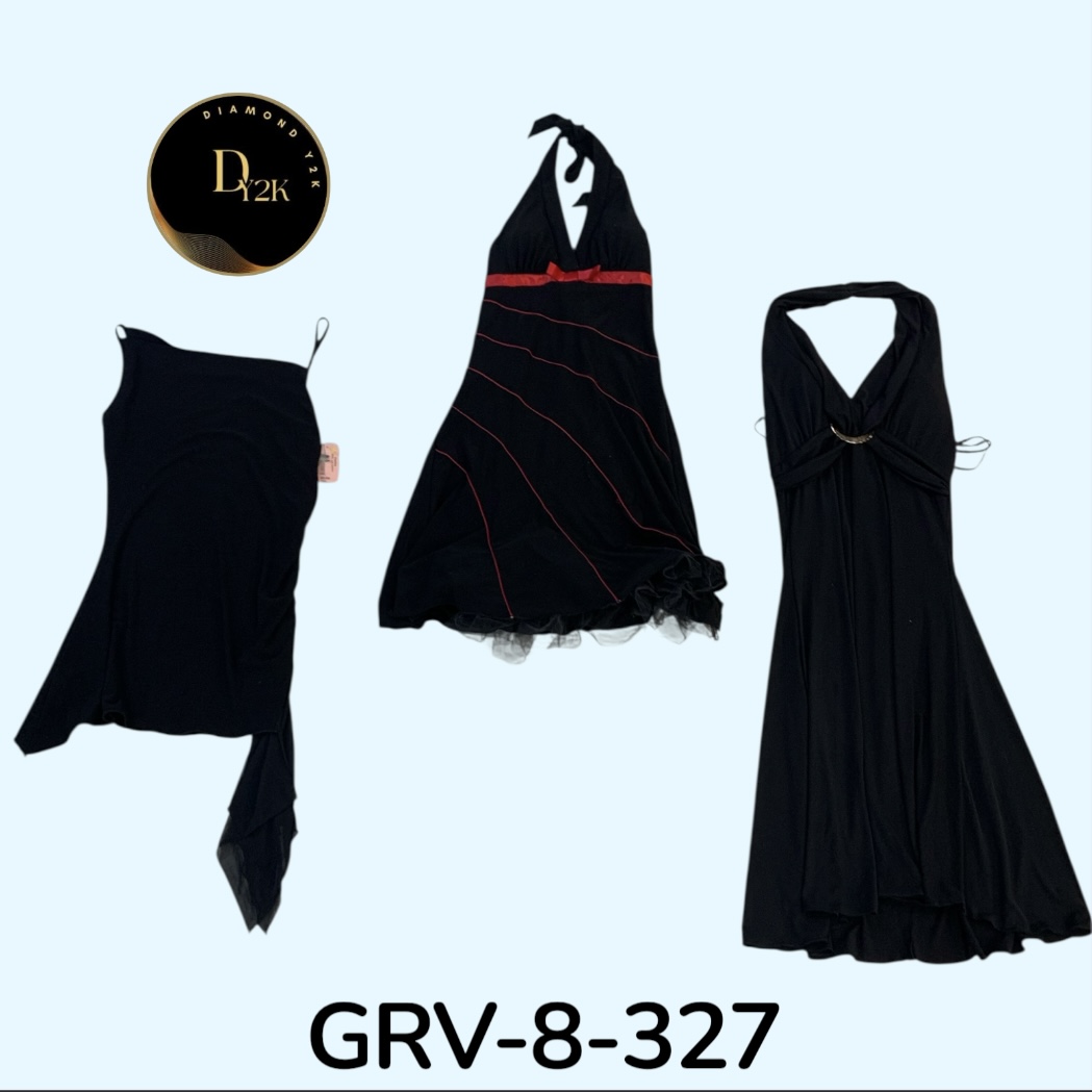 ビンテージ Y2K ブラック ポリ ドレス | クラシック 2000年代 レトロ スタイル (GRV-8-327)