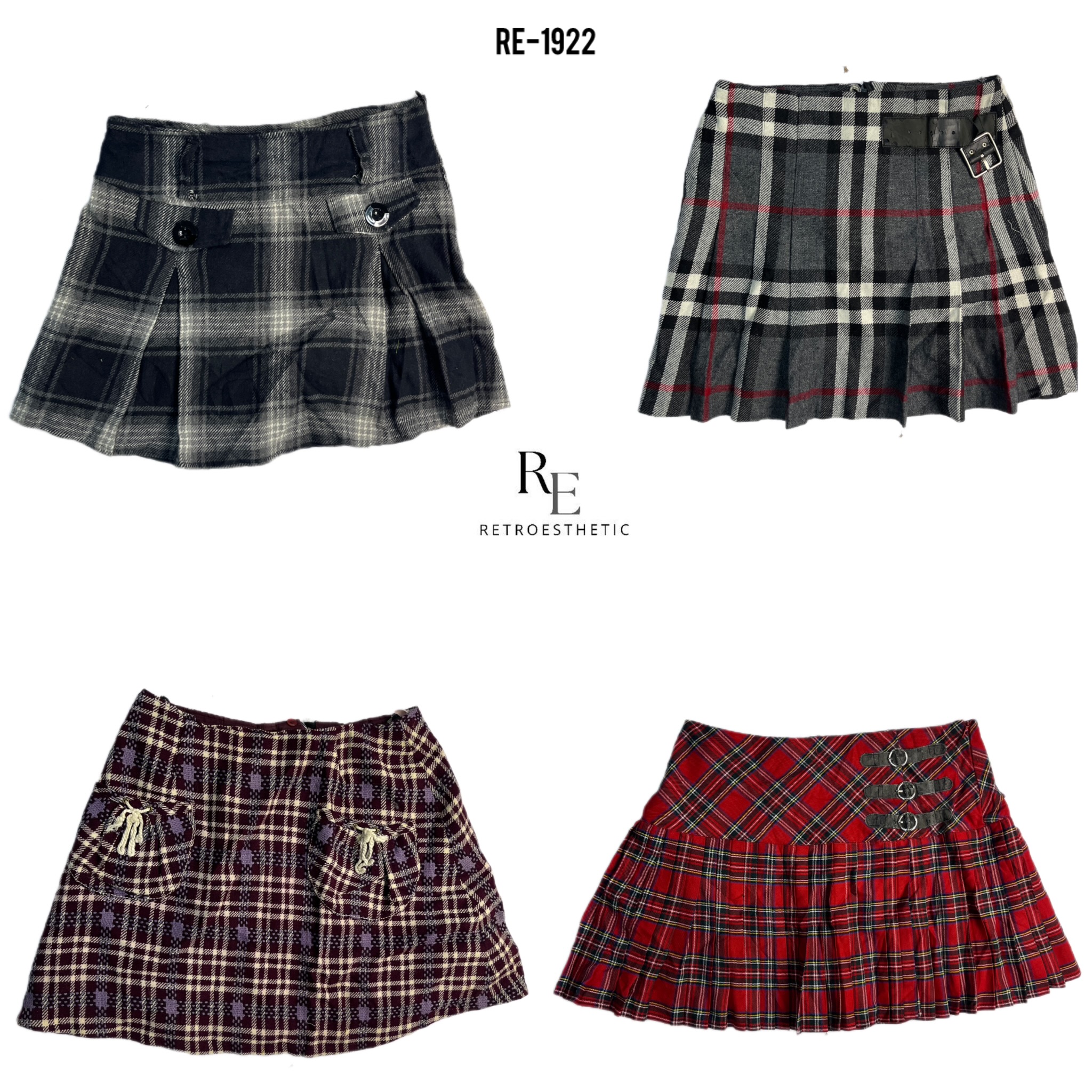 Y2K Tartan Checkered Mini Skirts (RE-1922)