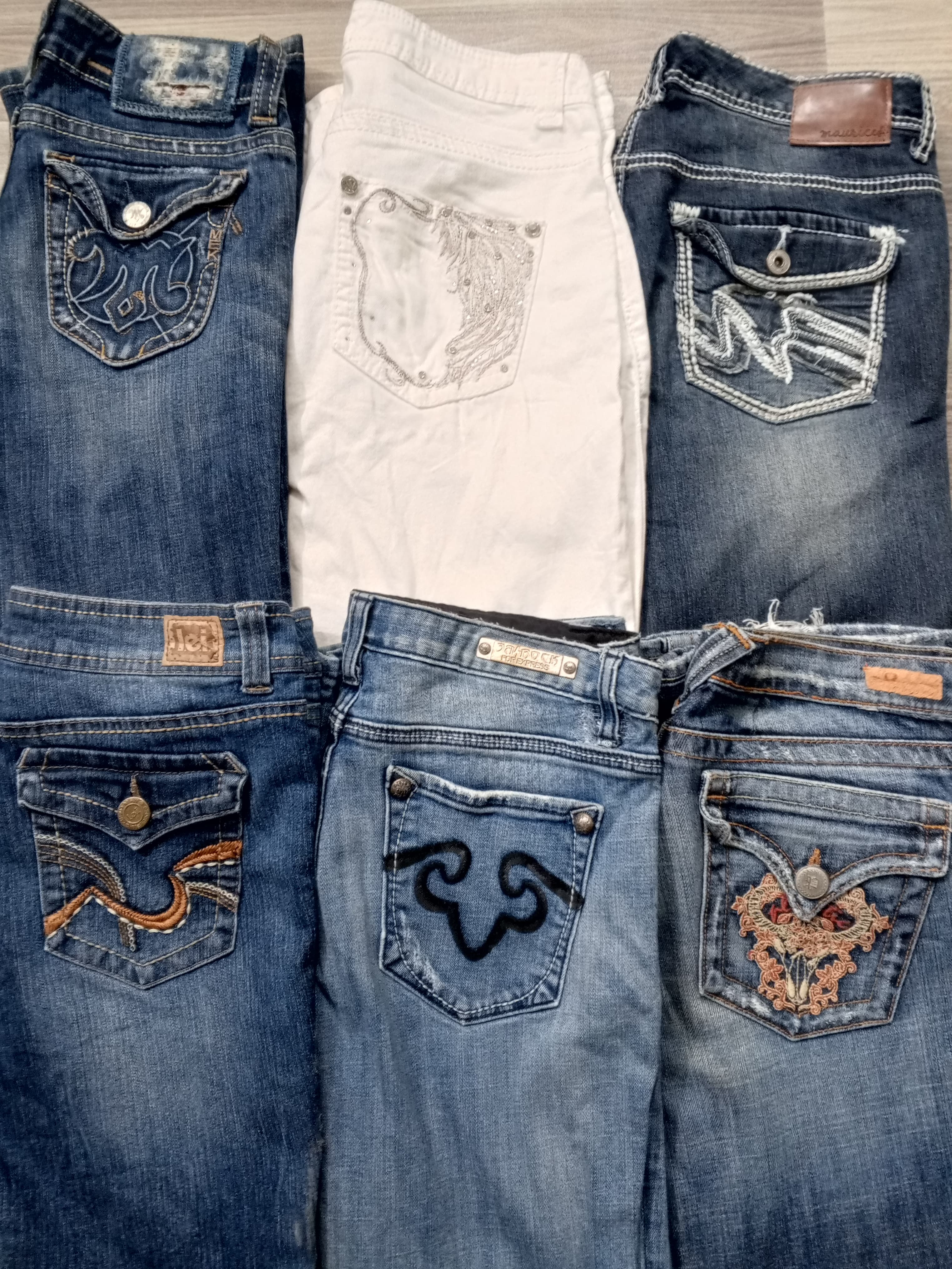HD1114 Ladies Y2K Embellished Flared Jeans