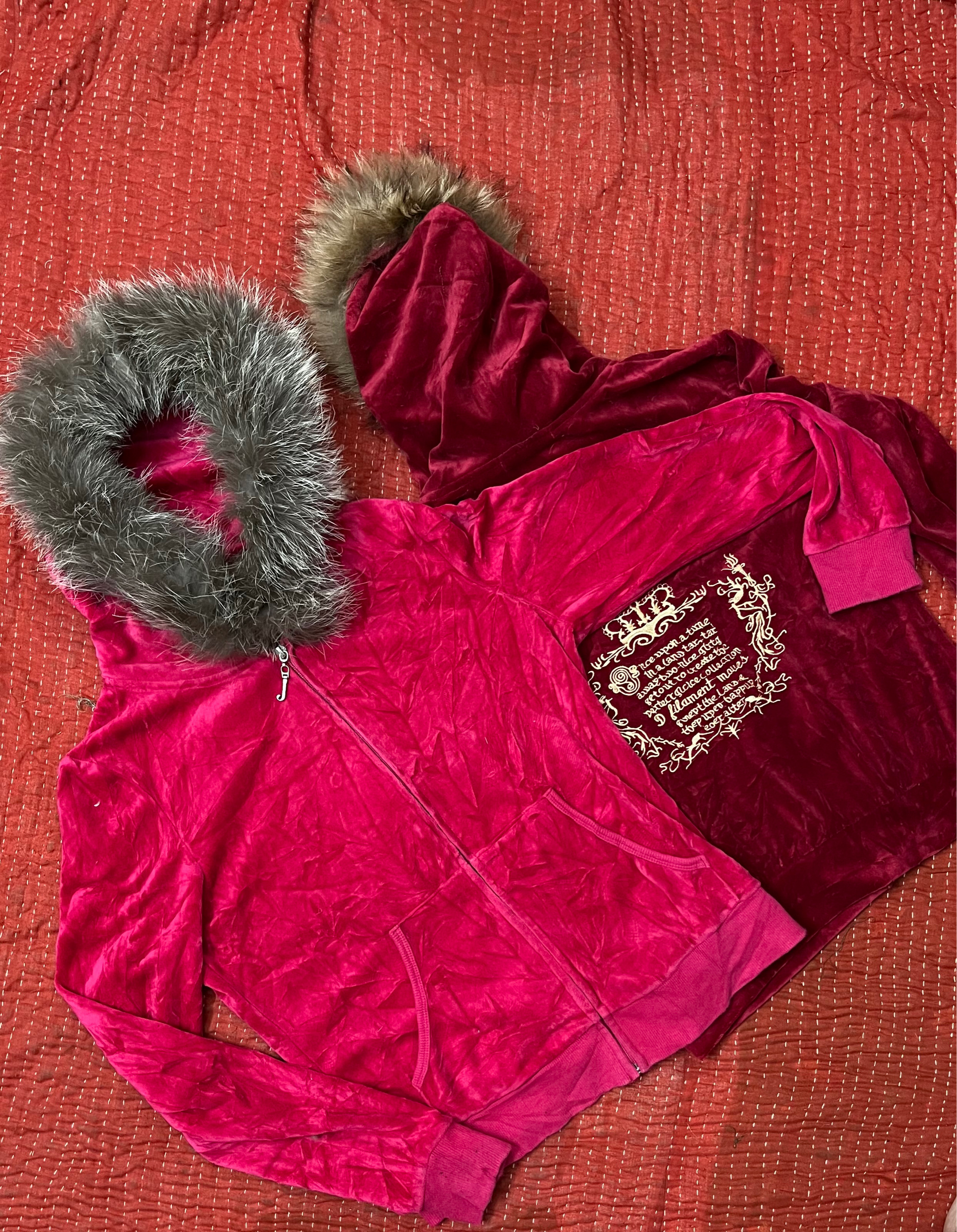 Y2k Juicy Couture Pelzkapuzenpullover