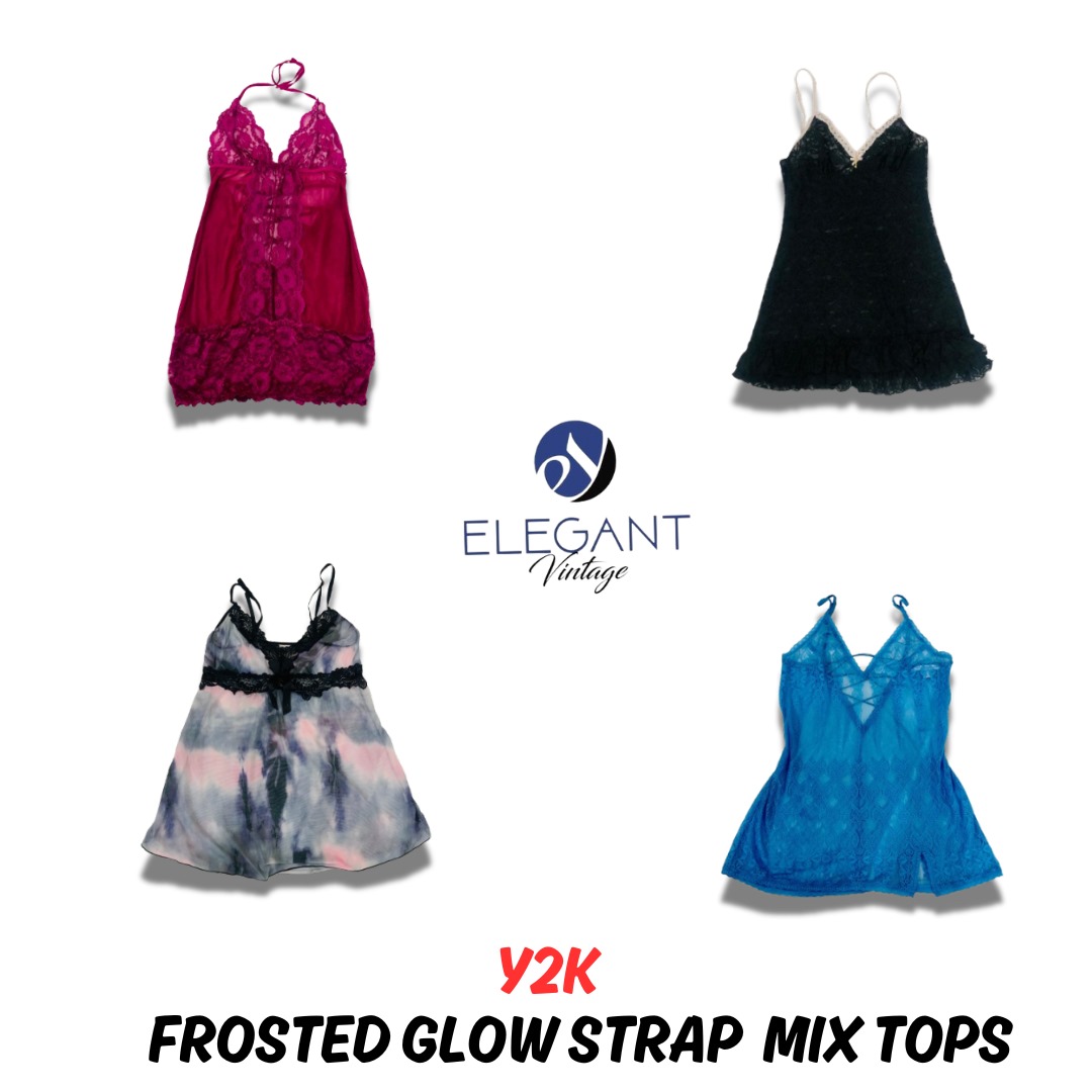 Y2K Crossed Glow Strap Mix Tops - EV0878