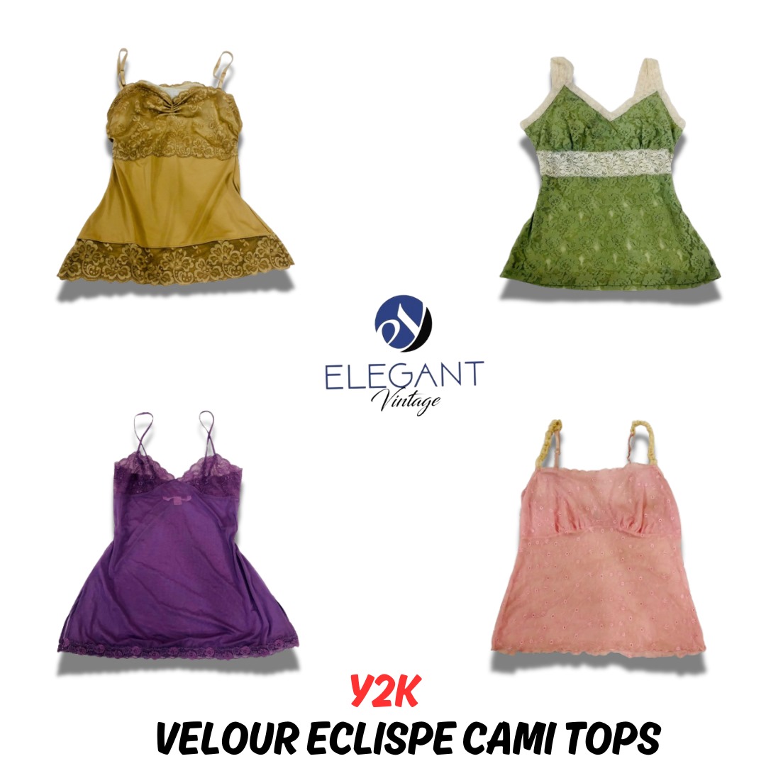 Y2K Velour Eclispe Cami Tops - EV0882