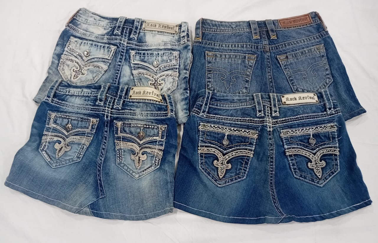 IQ0578 Y2k Upcycled Rock Revival Skirts