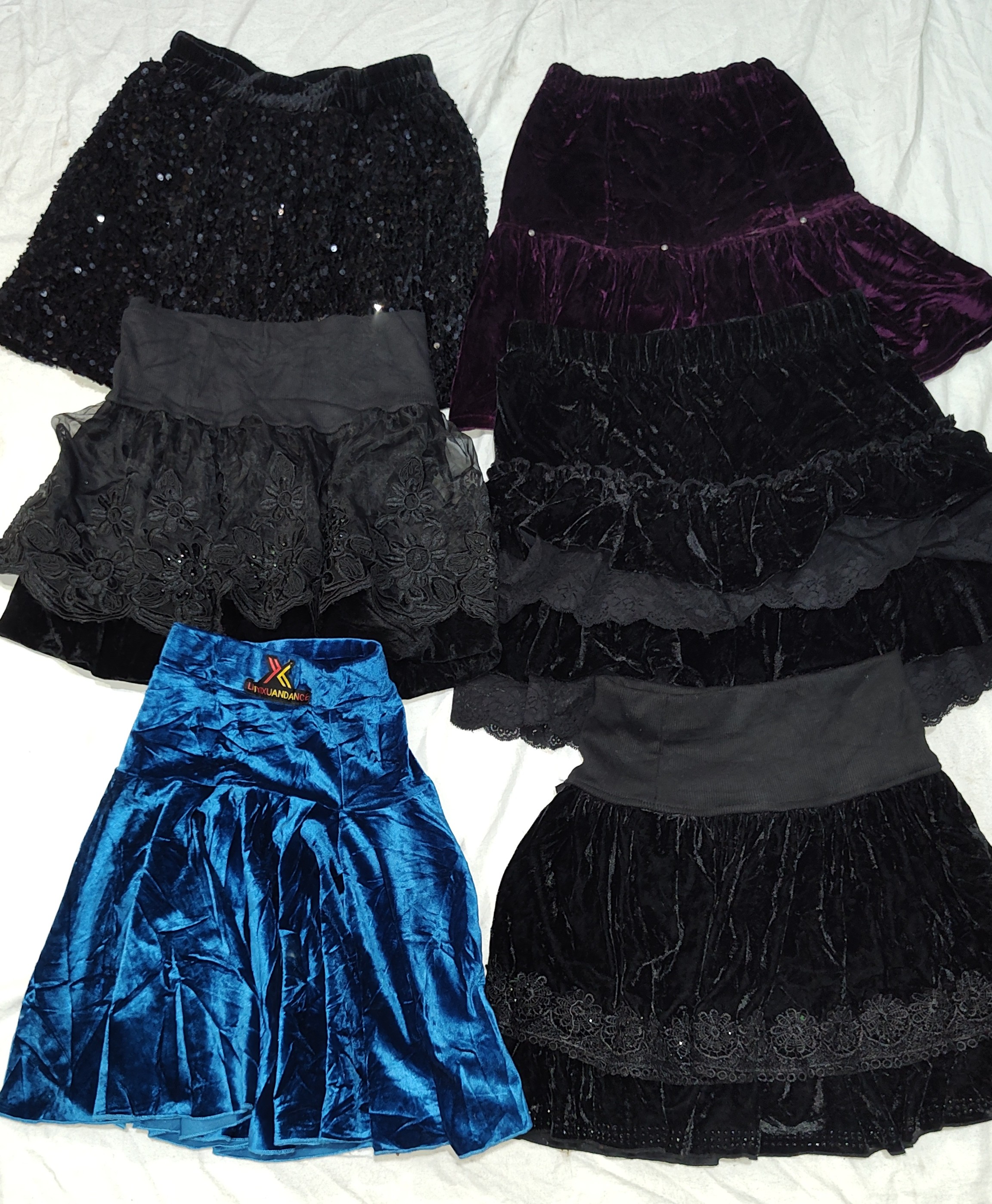 Velvet mini skirts