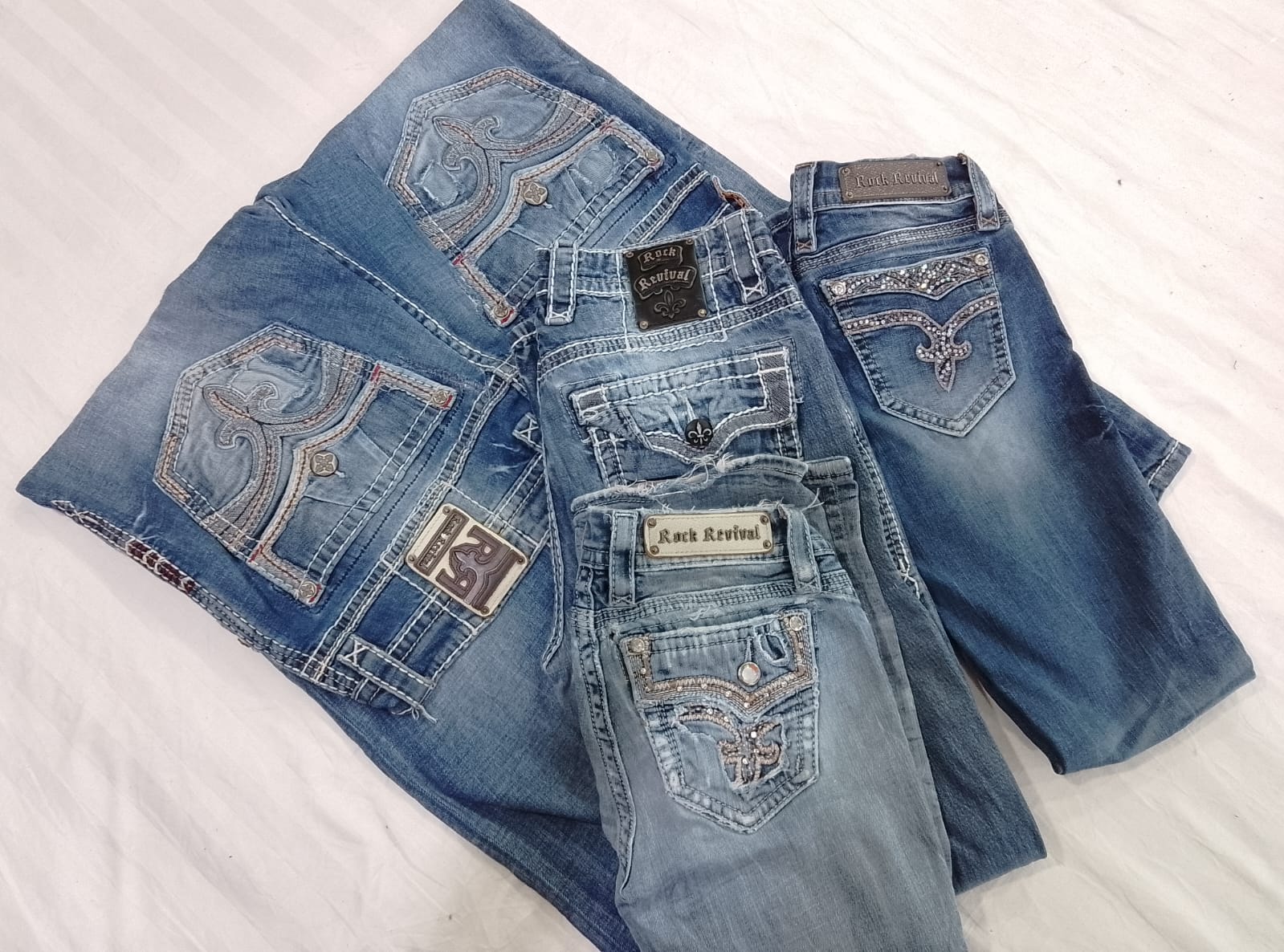 CR5008 ヴィンテージロックリバイバルミックスジーンズ
